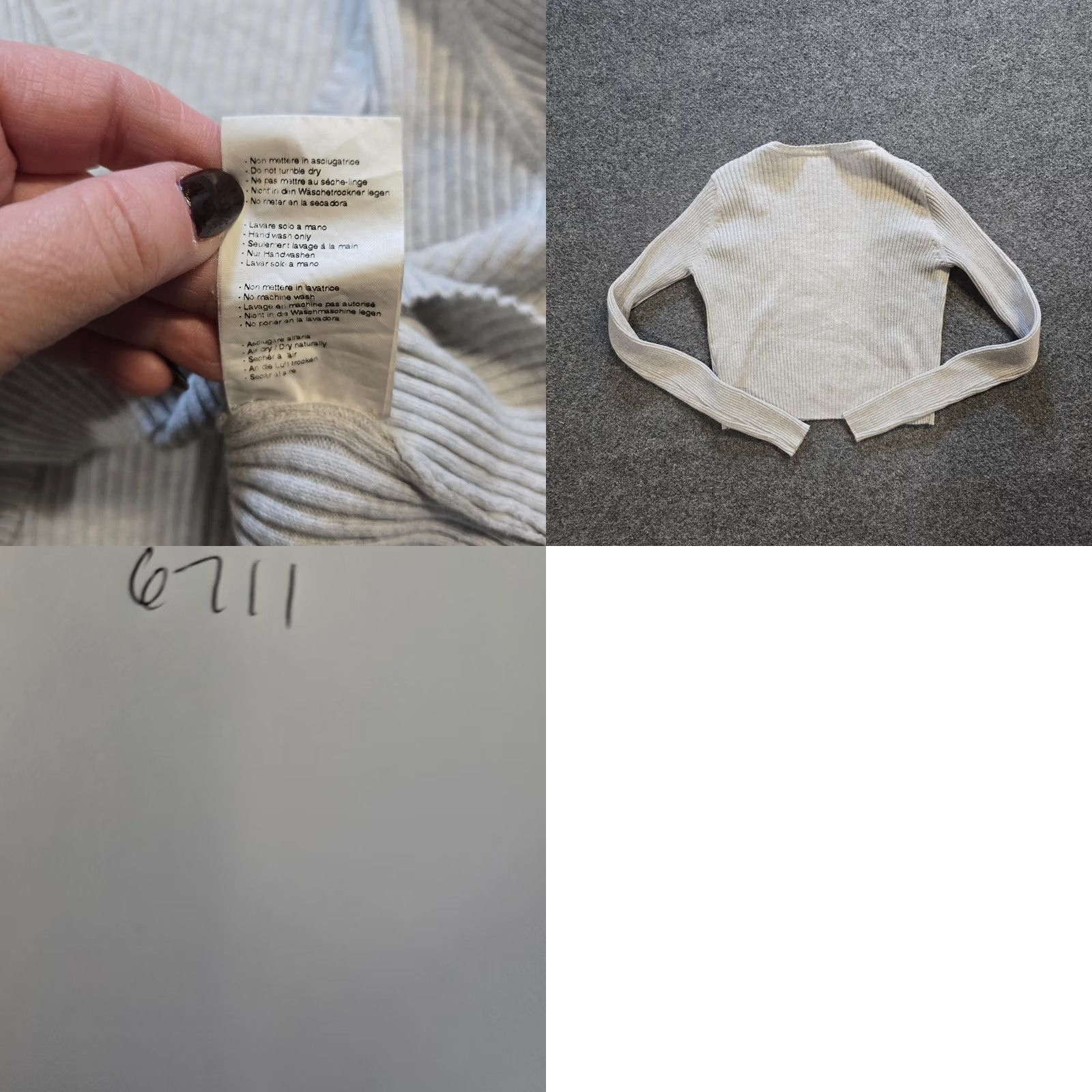 Brandy Melville Brandy Melville Sweater Womens One Size Gray Ribbed Knit Cropped Casual Minimal Pullover V-Neck Long Sleeve Knit Shirt Womens Size ONE SIZE - 8 Thumbnail
