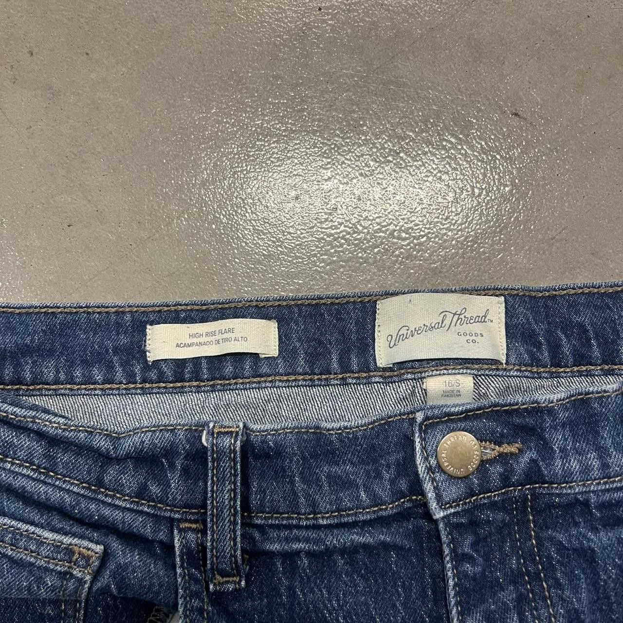 Japanese Brand × Vintage Vintage Y2K High Rise Flared Dark Blue Wash Denim Jeans! Size US 38 / EU 54 - 7 Thumbnail