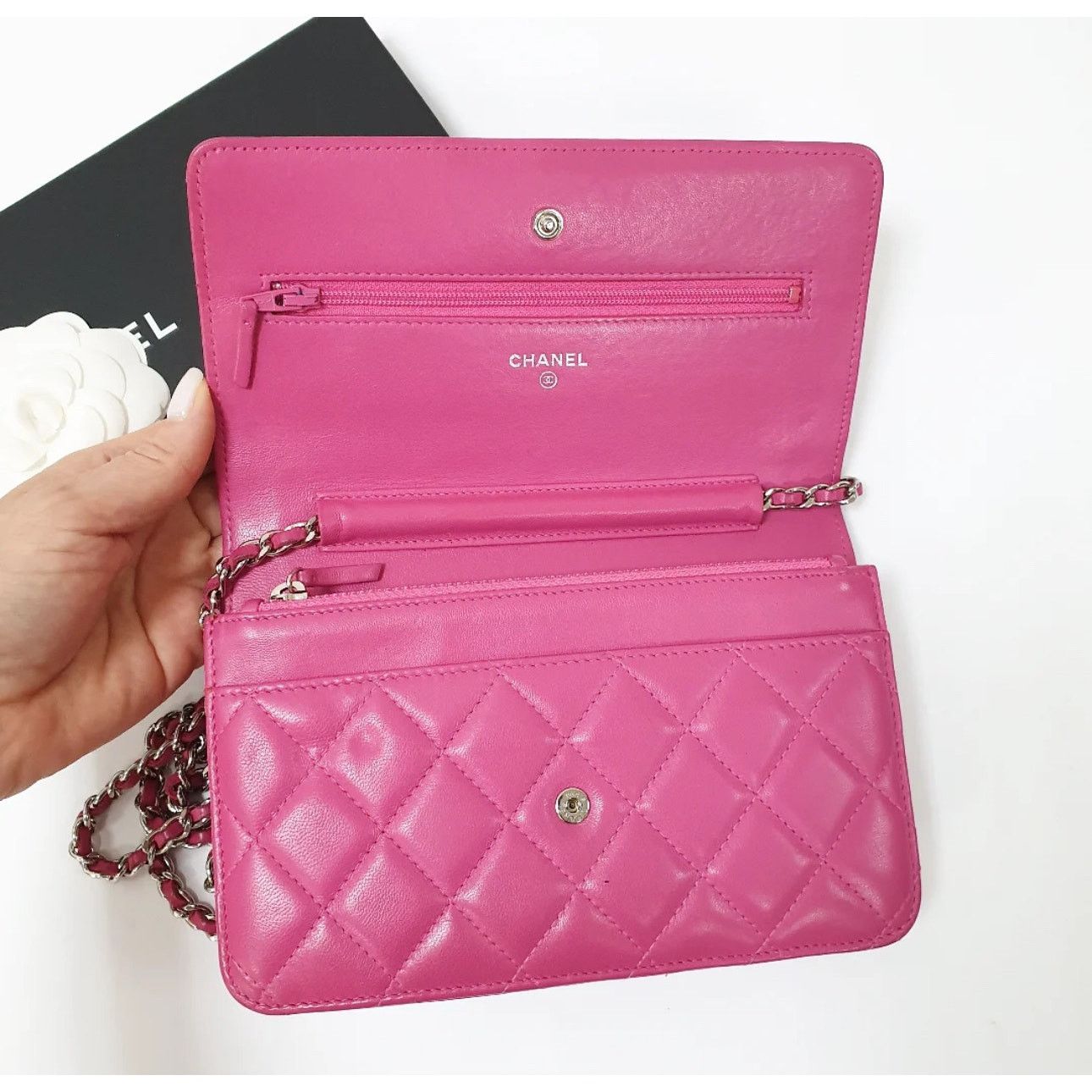 Chanel Chanel Wallet On Chain Pink Leather Size ONE SIZE - 4 Thumbnail