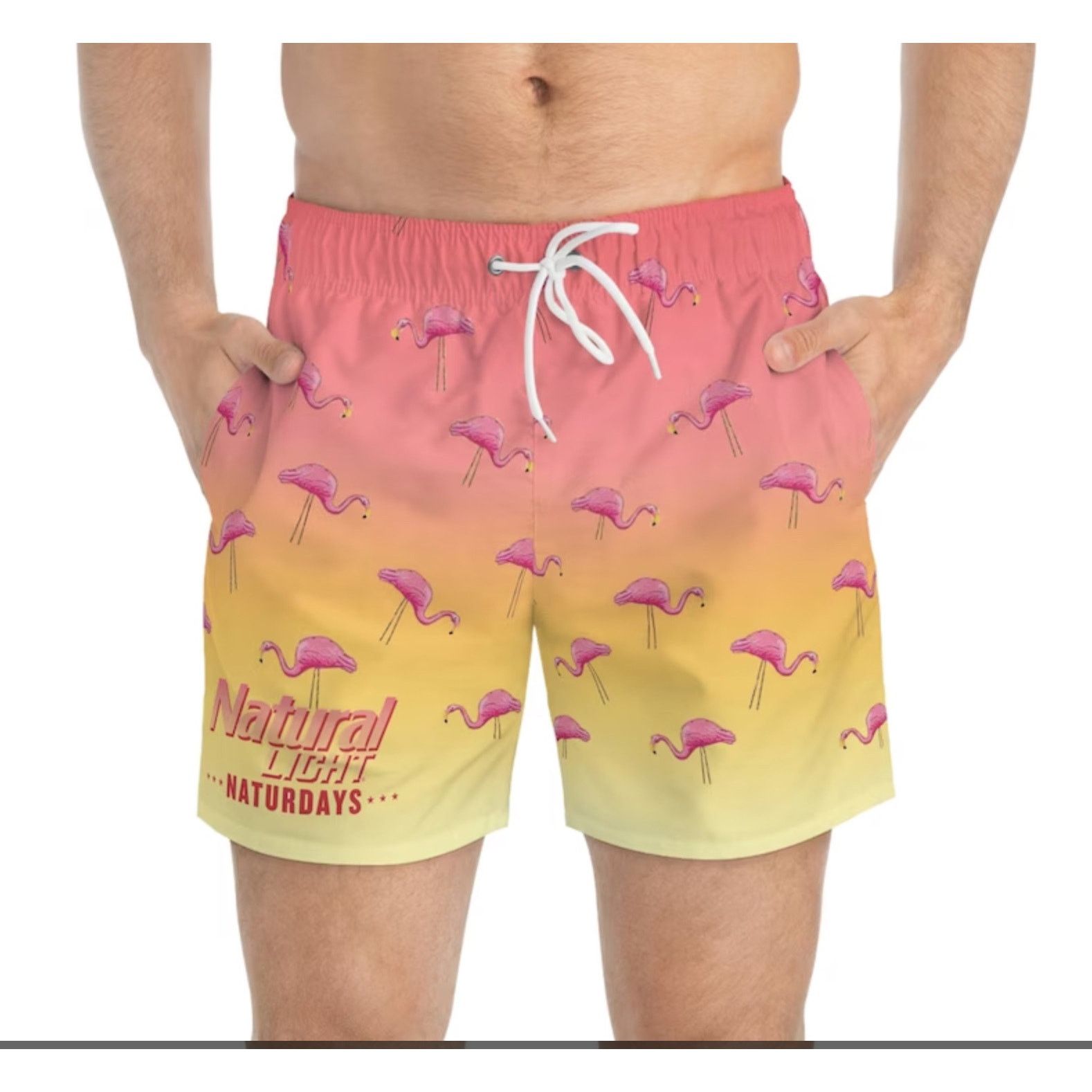 Other Naturdays Natural Light Flamingo Swim Trunks Size US 38 / EU 54 - 1 Thumbnail