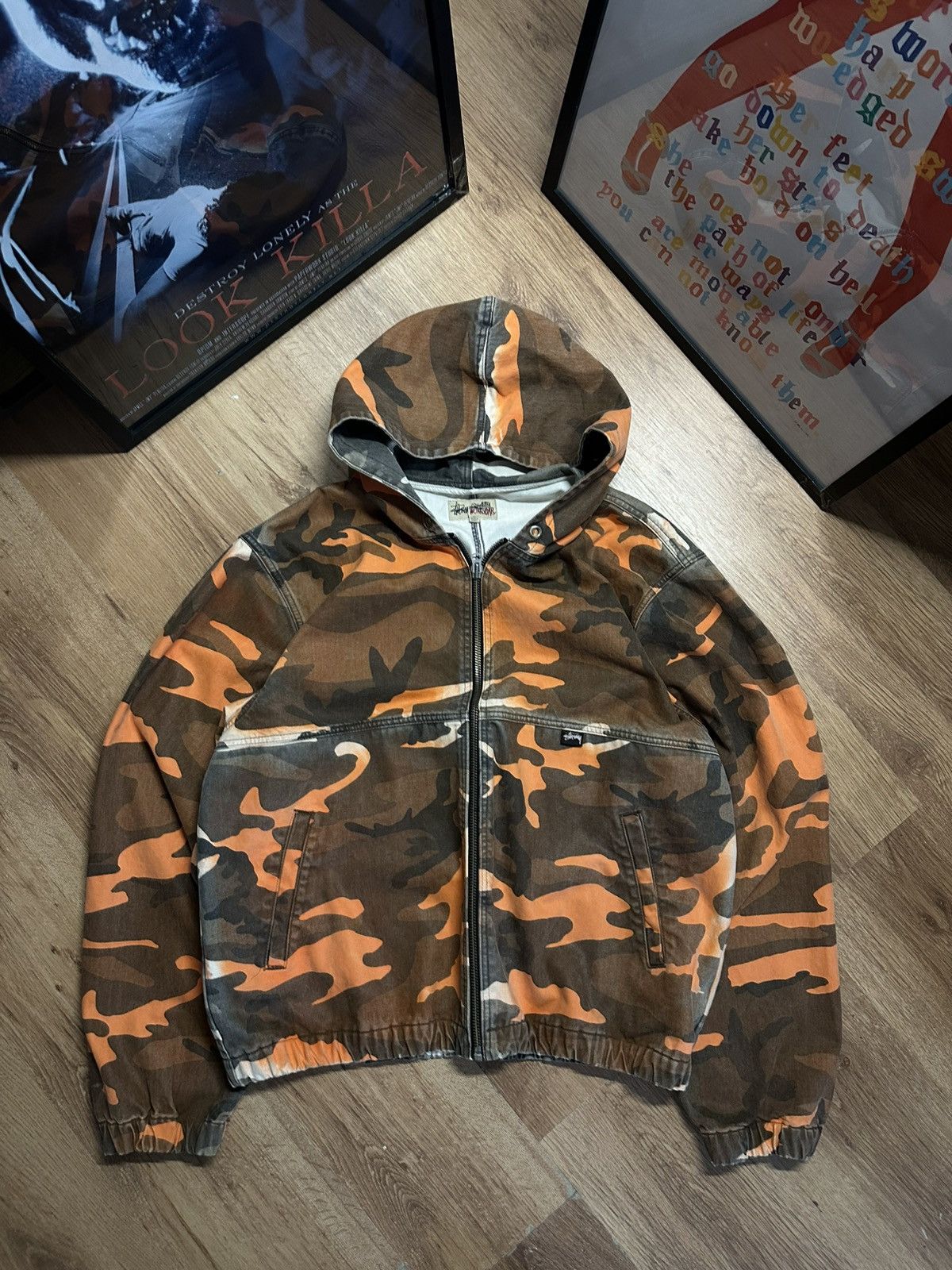 Stussy Stussy SS23 Spray Dye Work Jacket Orange Camo Size US XL / EU 56 / 4 - 9 Thumbnail