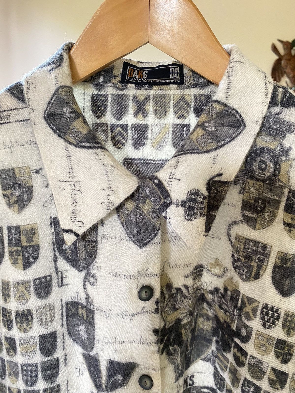 DAKS DAKS Gray Printed Wool Shirt Size L / US 10 / IT 46 - 10 Thumbnail