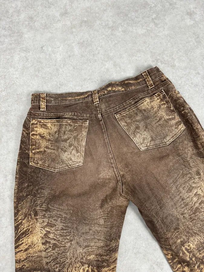 Roberto Cavalli 2000s Roberto Cavalli Brown Sand Eroded Flared Jeans Size US 32 / EU 48 - 8 Thumbnail