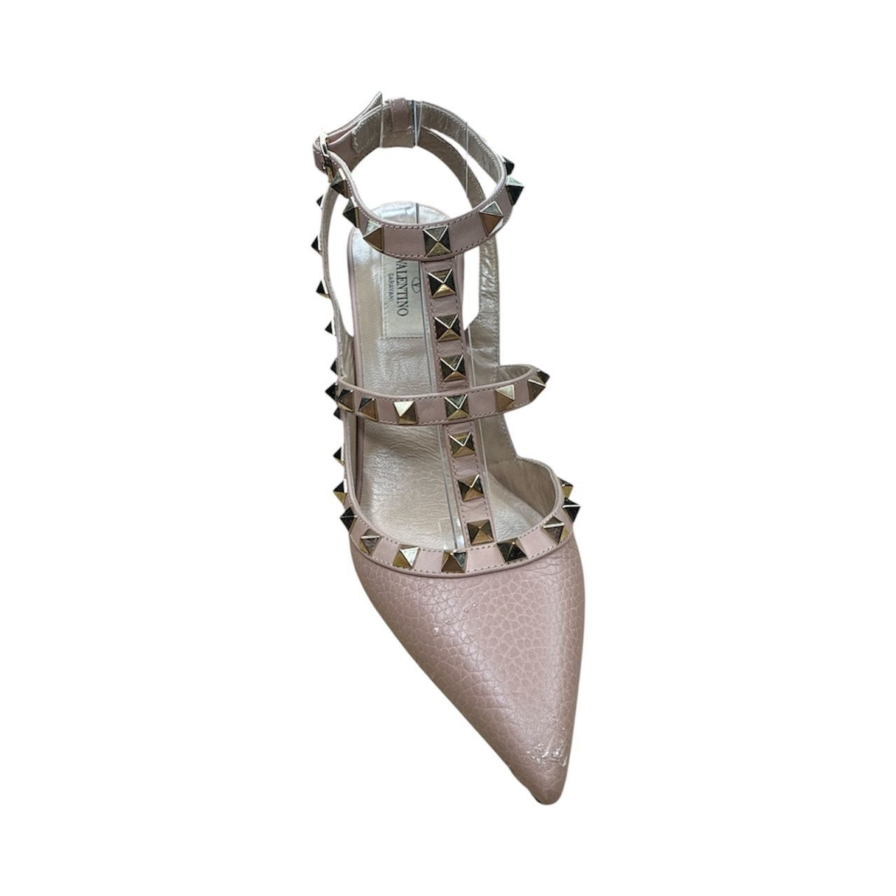 Valentino VALENTINO GARAVANI Rockstud Beige Pebbled Leather Caged Pump Size US 8.5 / IT 38.5 - 9 Thumbnail