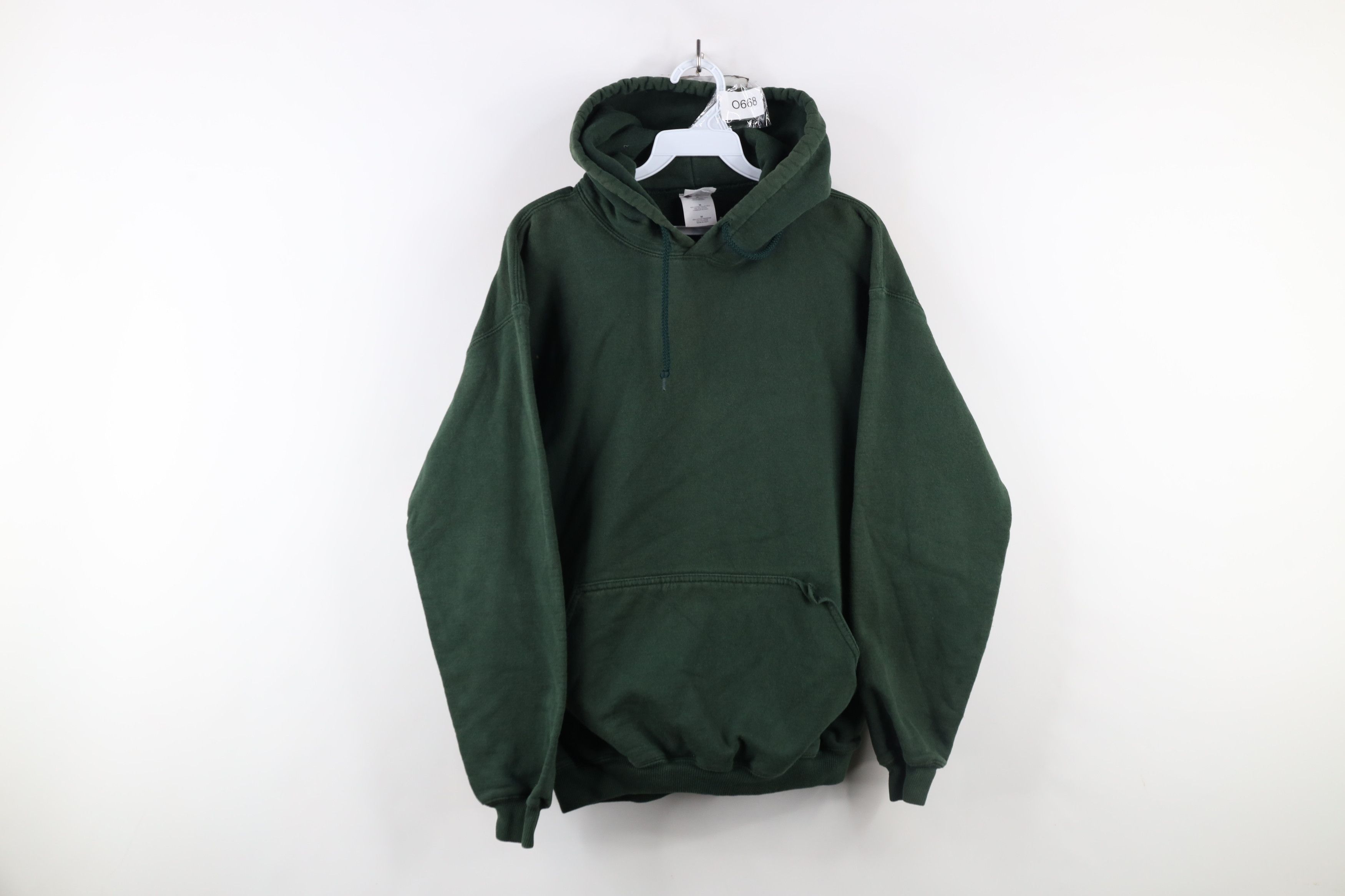 Vintage Vintage 90s Streetwear Blank Heavyweight Hoodie Green Size US M / EU 48-50 / 2 - 1 Thumbnail