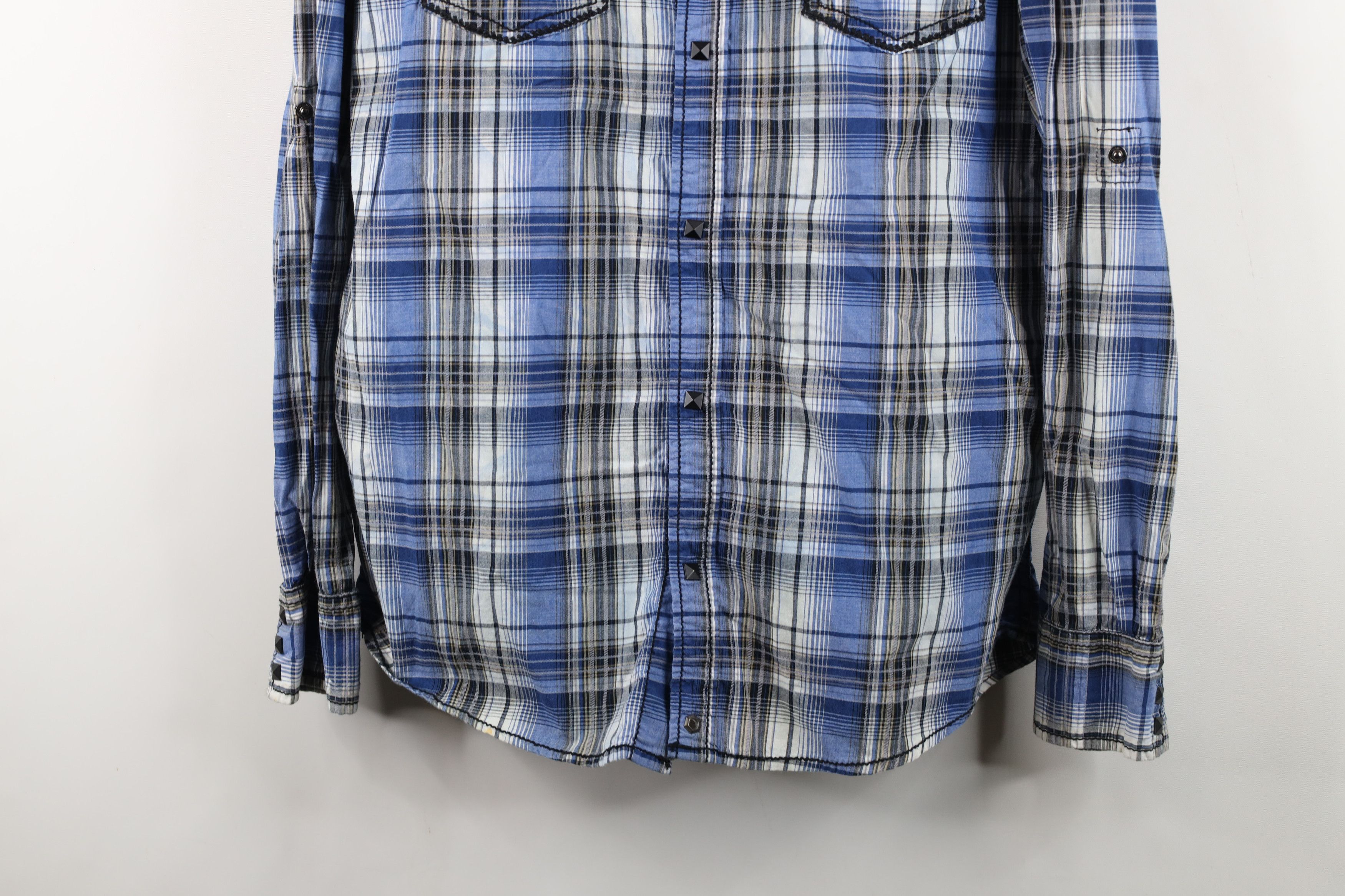 Vintage Buckle UFC MMA Iron Cross Studded Snap Button Shirt Plaid Size US M / EU 48-50 / 2 - 3 Thumbnail