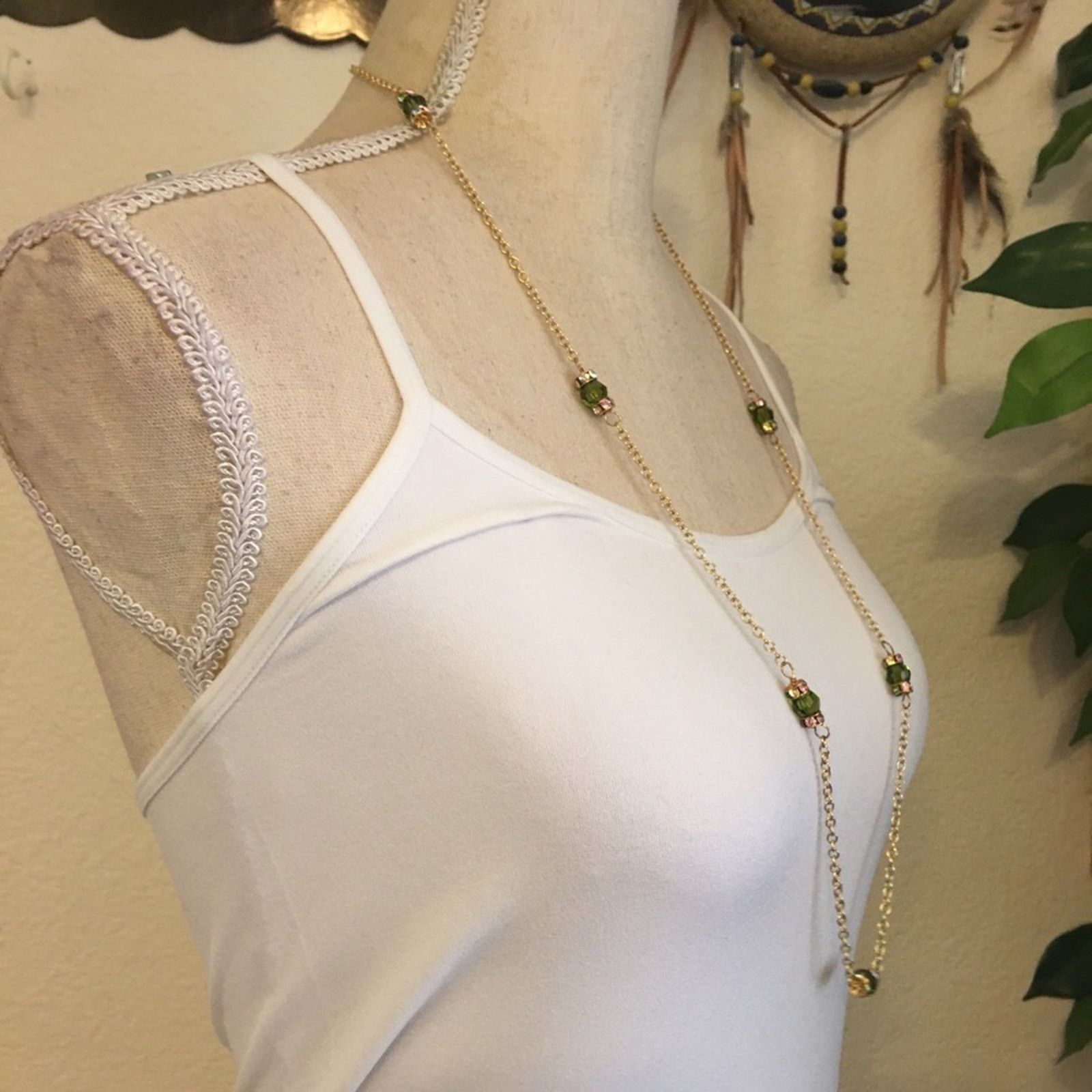 Jewelry 14k gold filled chain glass stone accent necklace Size ONE SIZE - 2 Thumbnail