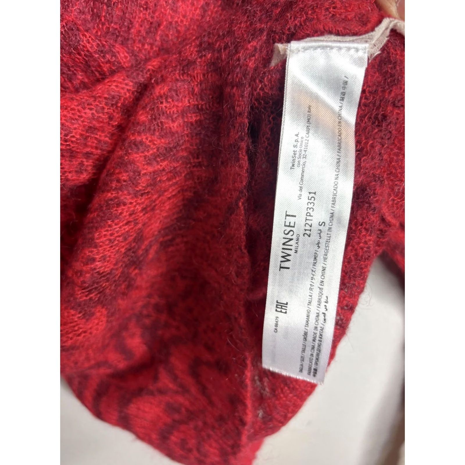 TWINSET TWINSET Sweater Womens Small Red Mohair Wool Blend Animal Print Knit Fuzzy Size S / US 4 / IT 40 - 4 Thumbnail