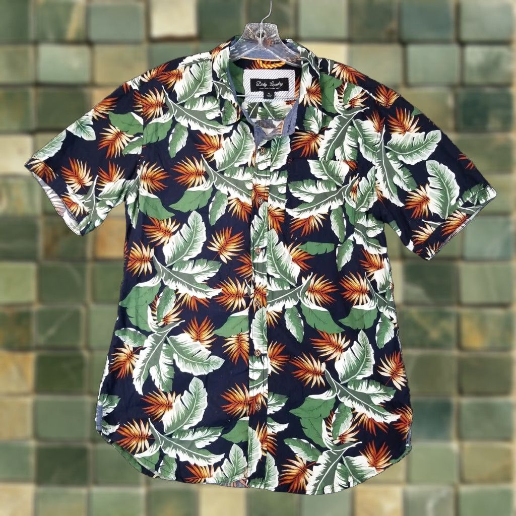 Vintage Dirty Laundry Mens Hawaiian Floral Short Sleeve Button Up Shirt XL Size US 36 / EU 52 - 1 Thumbnail