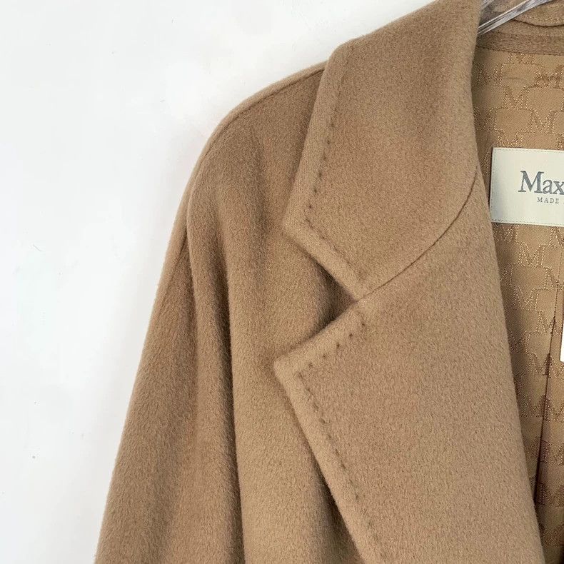Max Mara Max Mara 101801 brown wool lapel double-breasted belted co Size S / US 4 / IT 40 - 3 Thumbnail