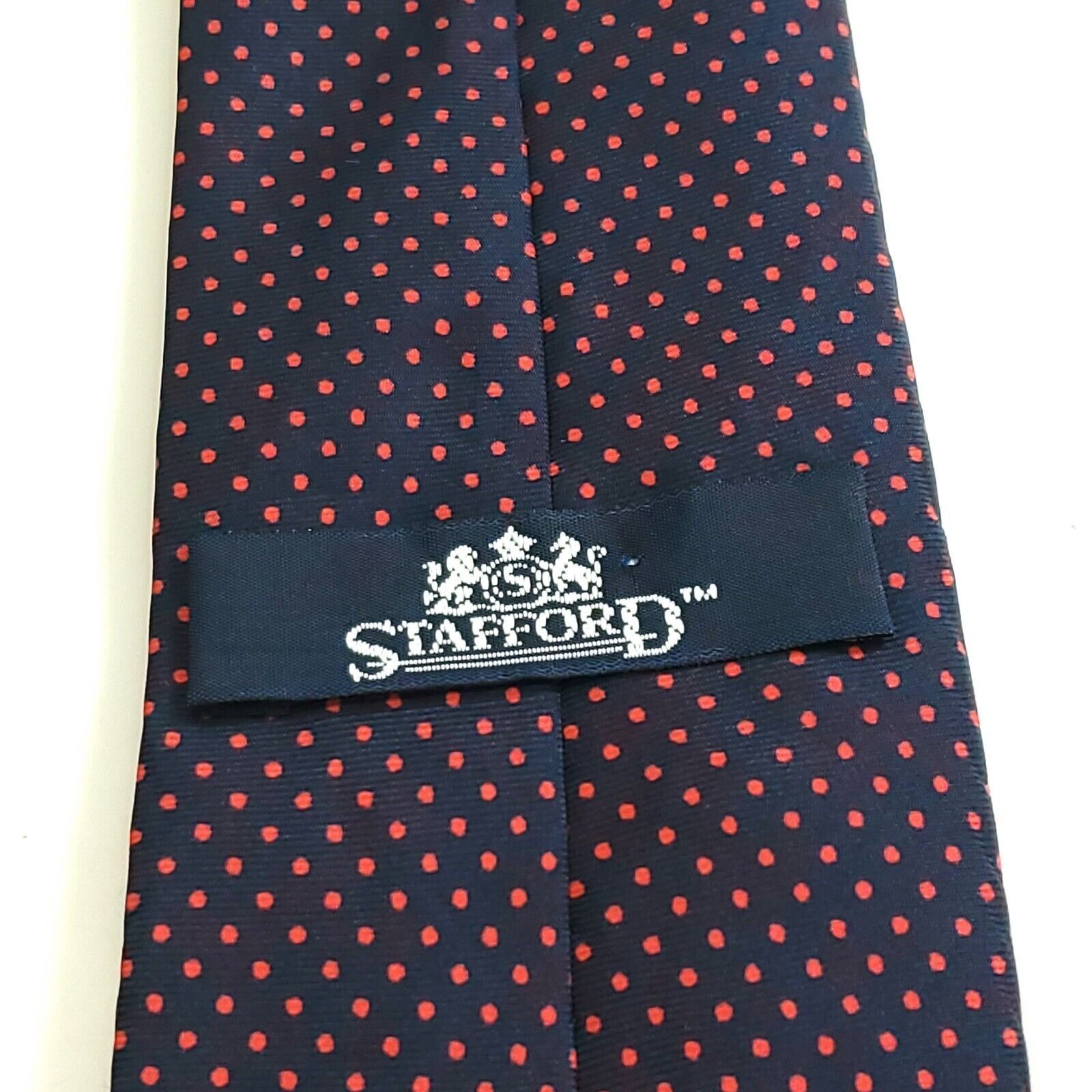 Stafford Stafford Silk Tie Blue Polka Dot Print Red Skinny Size ONE SIZE - 3 Thumbnail