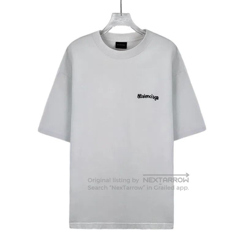 Balenciaga Balenciaga White Logo Letter Embroidered Cotton Crew Neck Size US XS / EU 42 / 0 - 1 Thumbnail