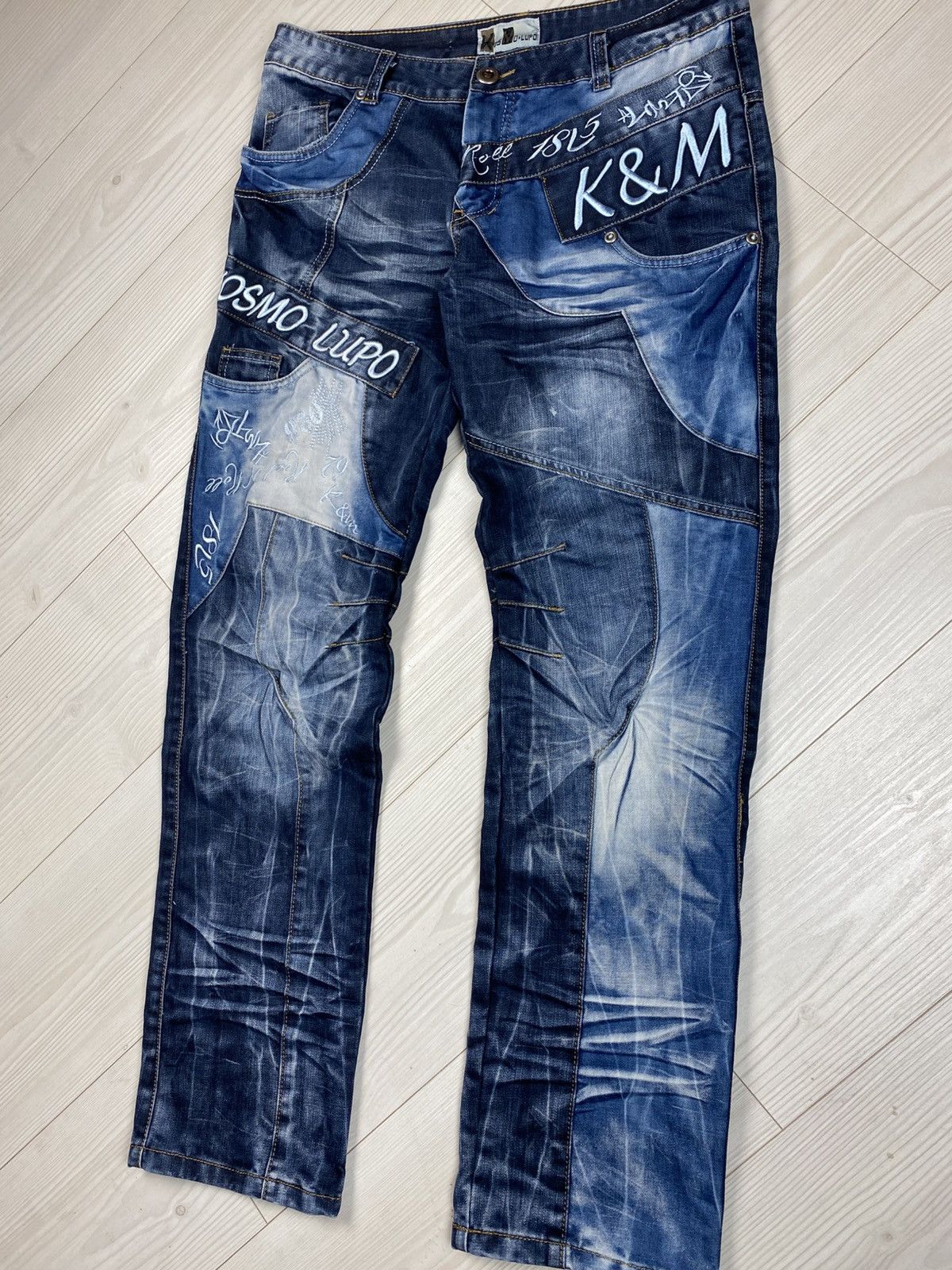 Japanese Brand Avantgarde Kosmo Lupo Denim Jeans Multipockets Rare Big Logo Size US 36 / EU 52 - 4 Thumbnail