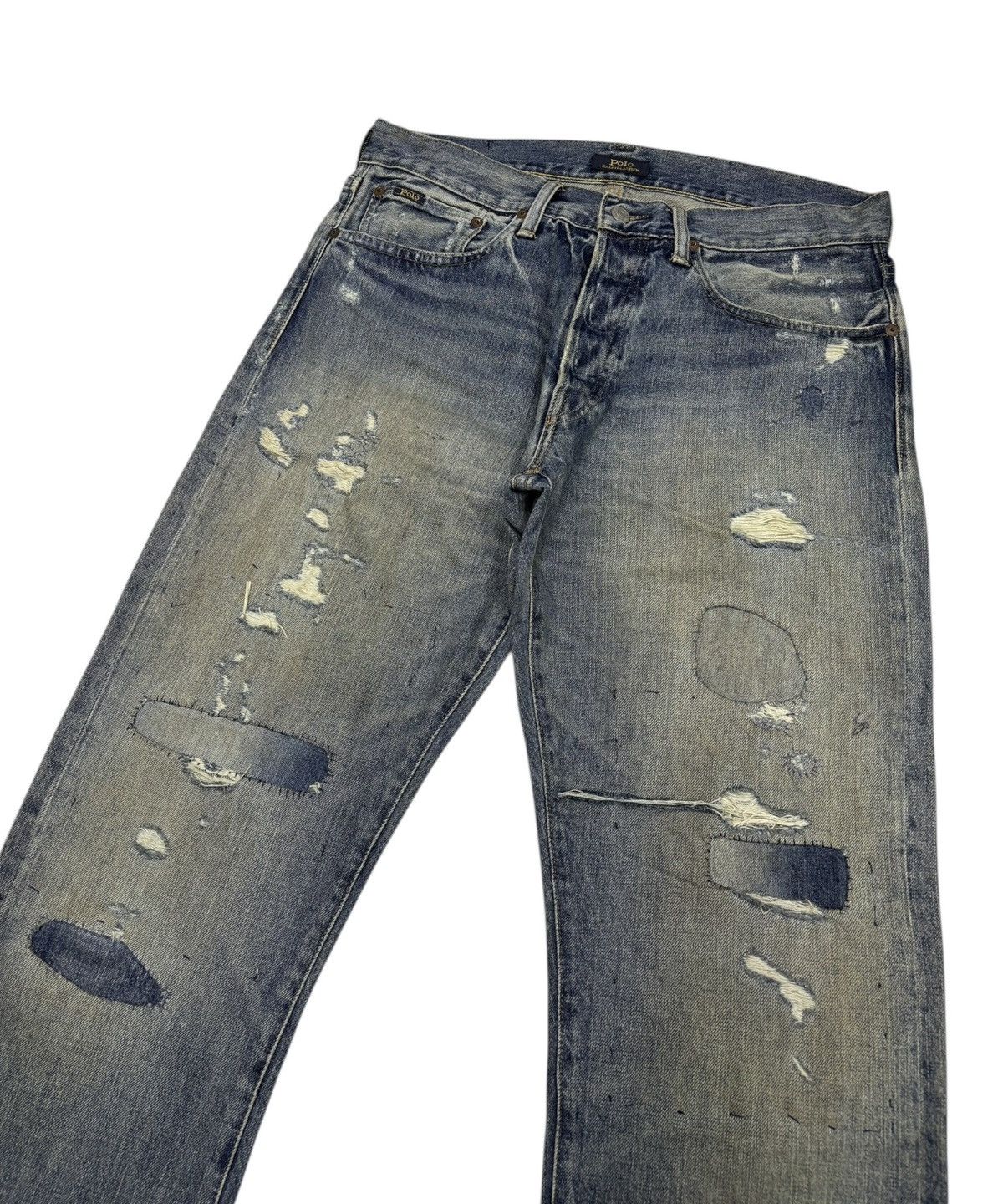 Kapital 🔥POLO RALPH LAUREN BORO MUD WASH DISTRESSED DENIM JEANS Size US 34 / EU 50 - 3 Thumbnail