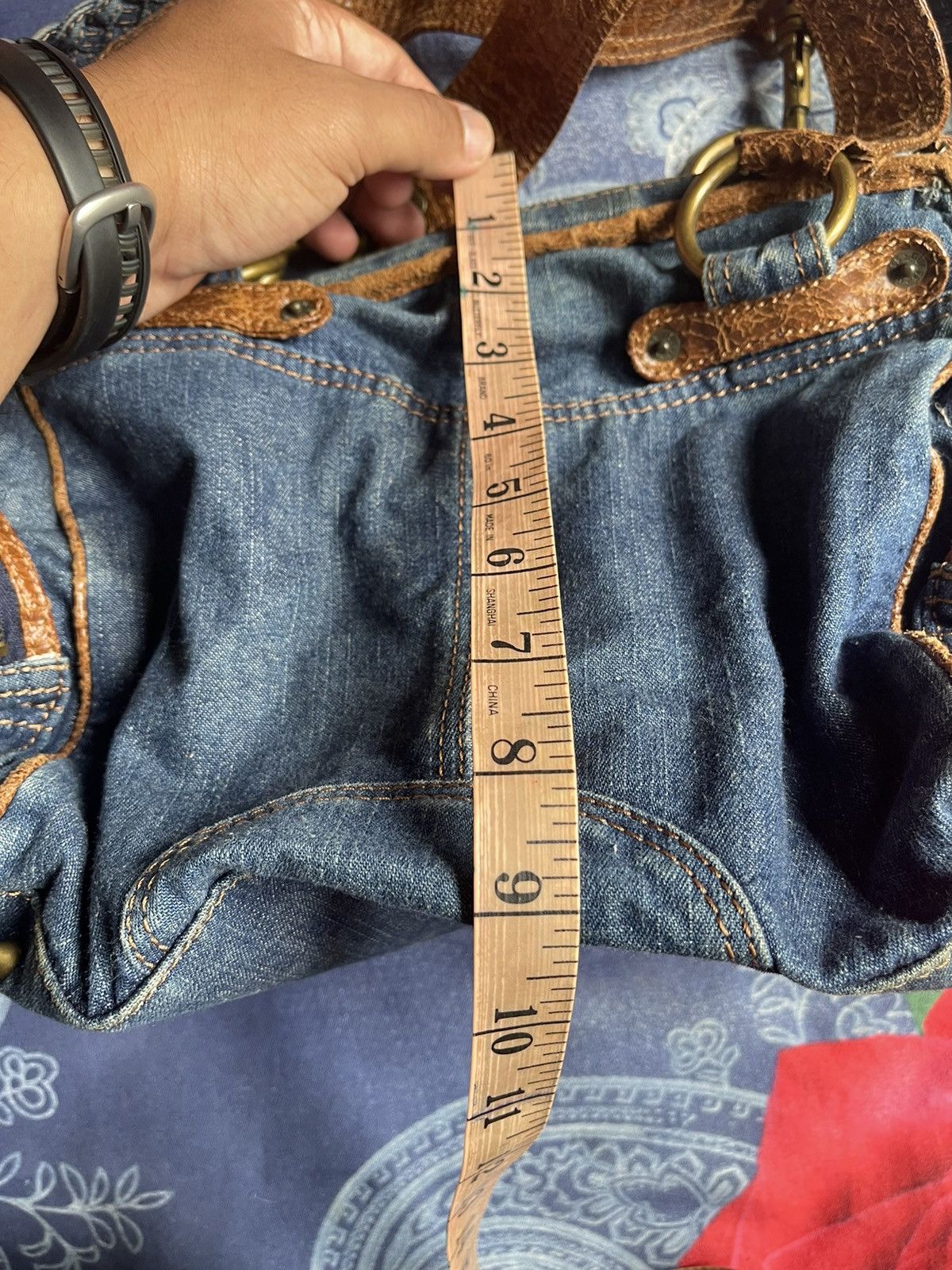 Guess Vintage Y2K Guess Shoulder Bag Denim w Leather Size ONE SIZE - 13 Thumbnail