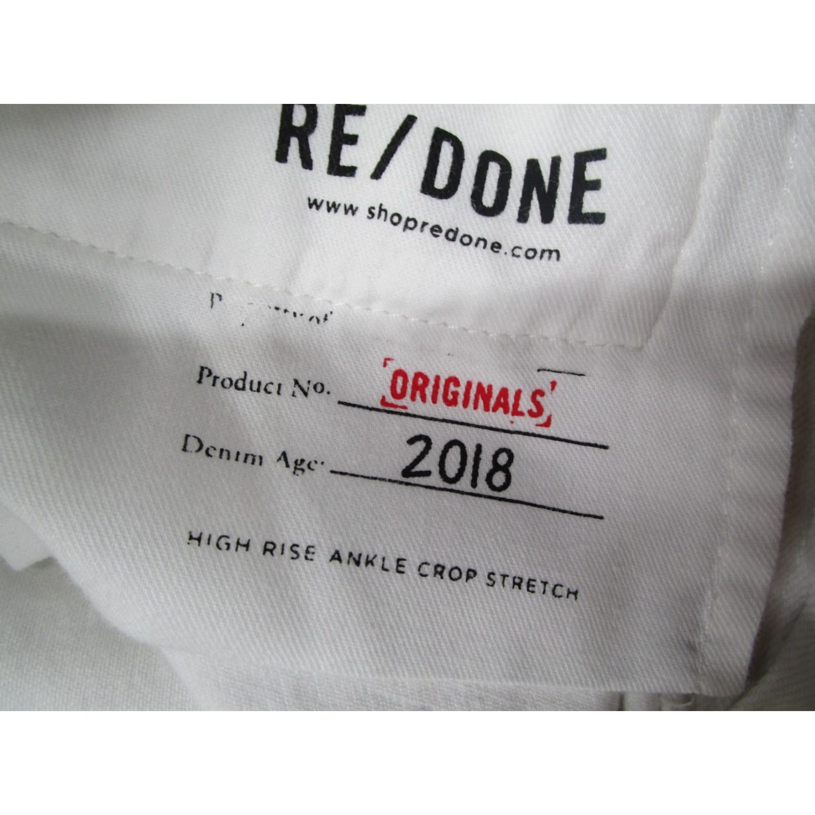 RE/DONE Re/Done Jeans Womens 28 White High Rise Ankle Crop Fray Stretch Denim 28x27 Size 28" / US 6 / IT 42 - 3 Thumbnail