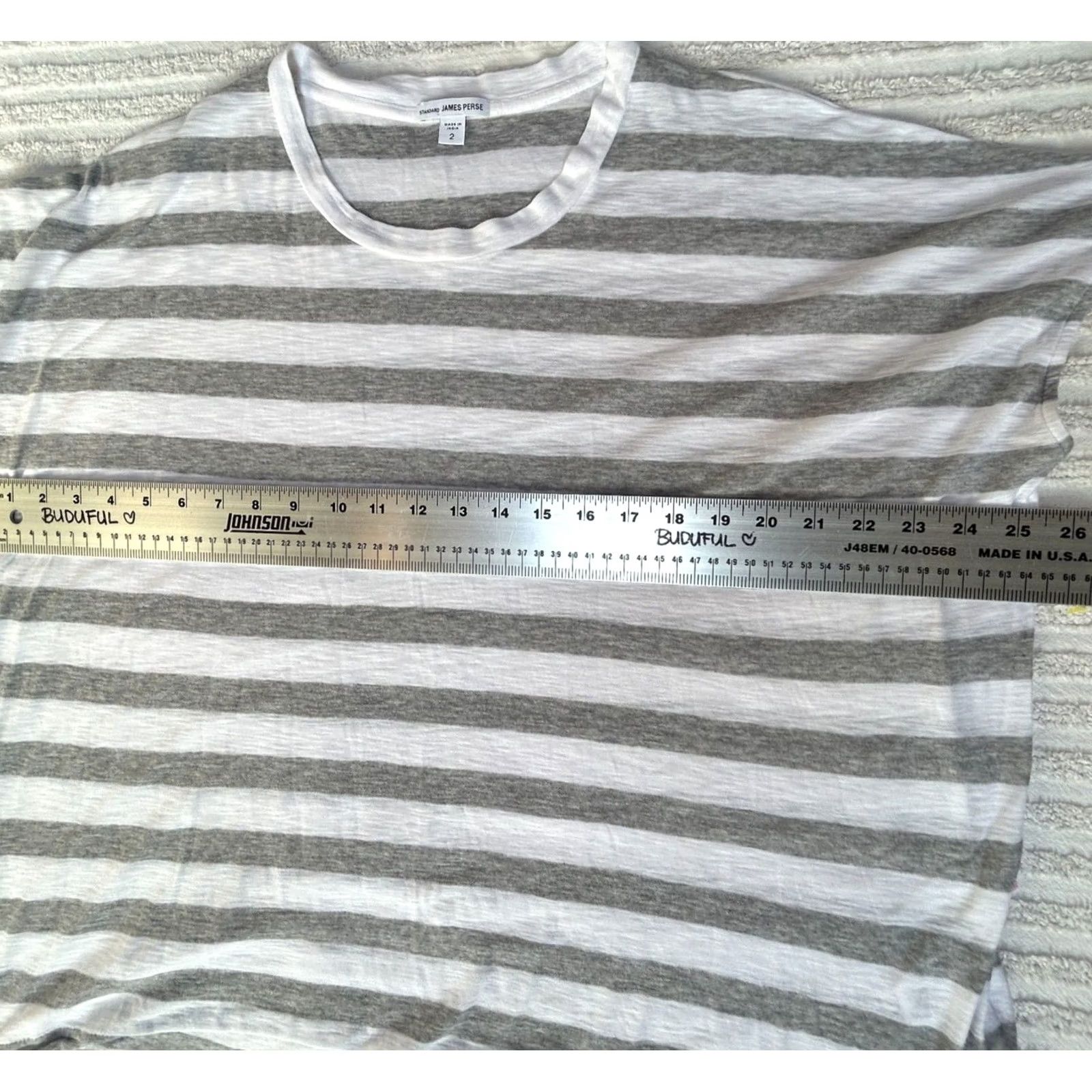 James Perse James Perse Womens Gray White Striped Cap Sleeve T-Shirt Size 2 Relaxed Size XS / US 0-2 / IT 36-38 - 7 Thumbnail