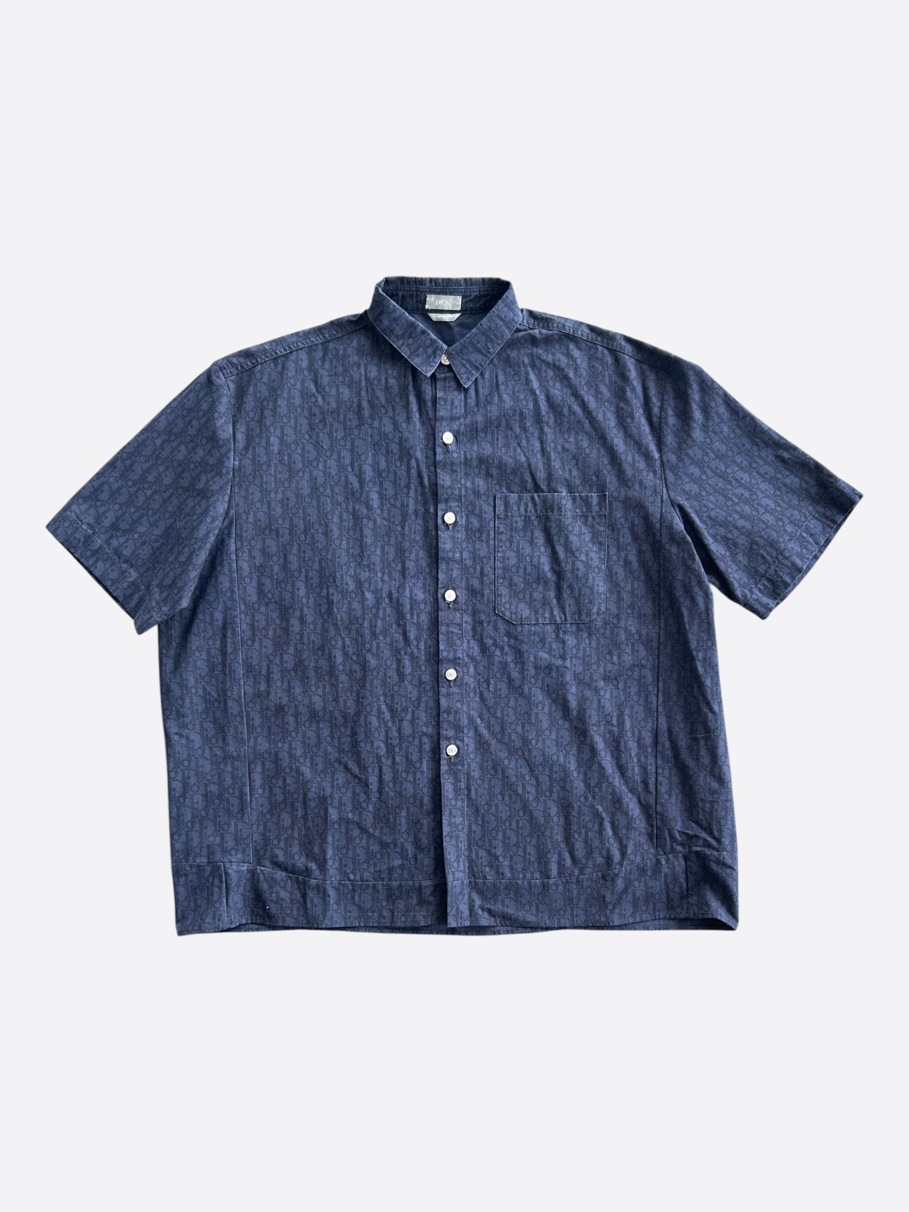 Dior Dior Blue & Black Oblique Denim Button Up Shirt Size US XL / EU 56 / 4 - 1 Thumbnail