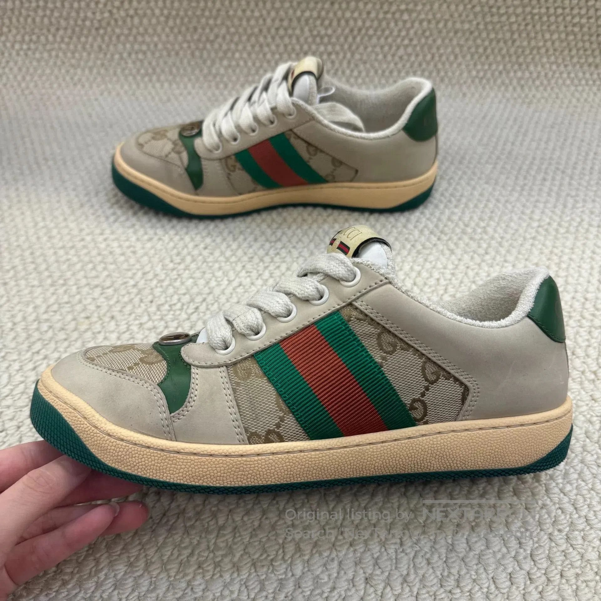 Gucci gucci screener canvas sneakers in green. Size US 5 / IT 35 - 5 Thumbnail