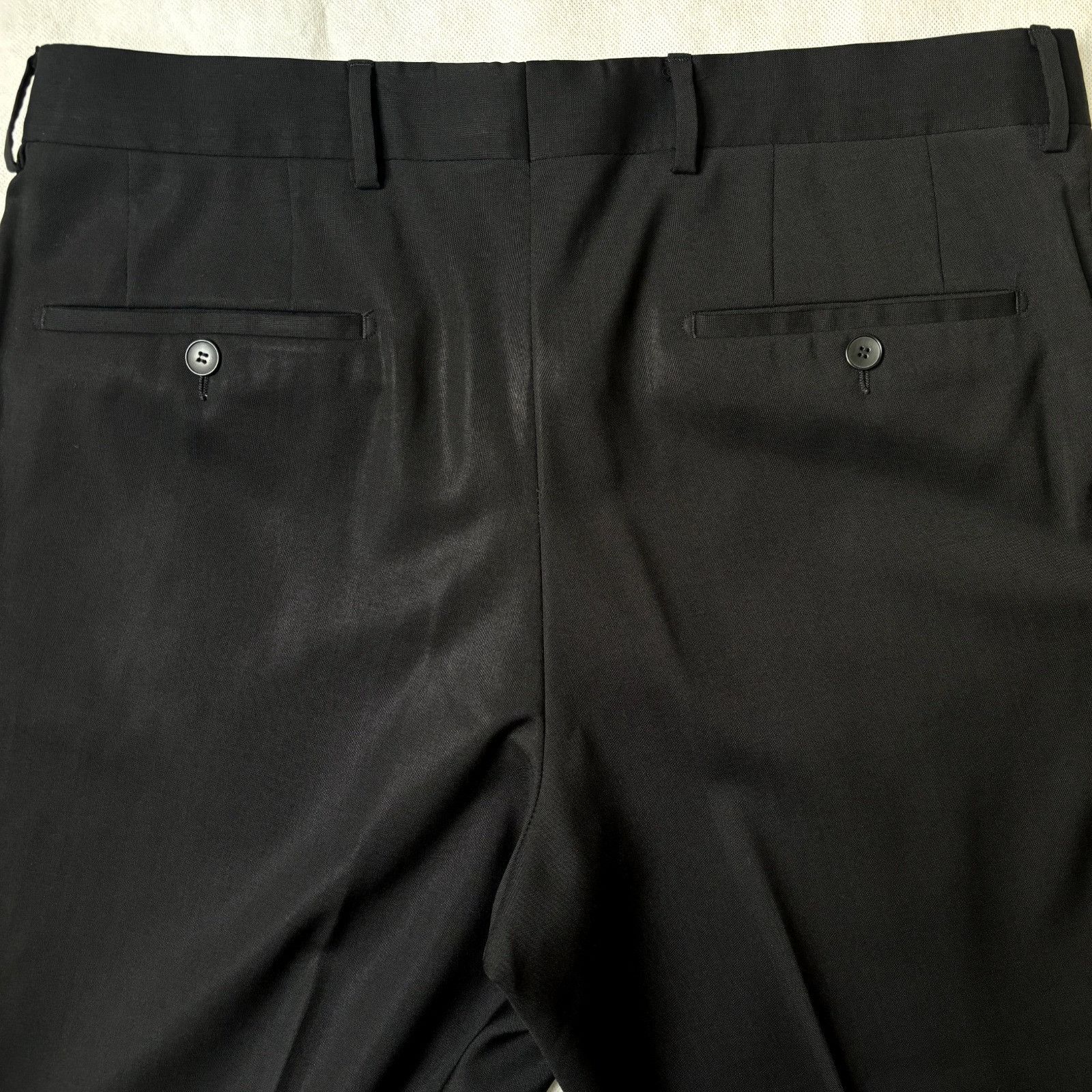 Hugo Boss Hugo Boss Men's Black Dress Pants Size 35R Virgin Wool Pleat Size 34R - 11 Thumbnail