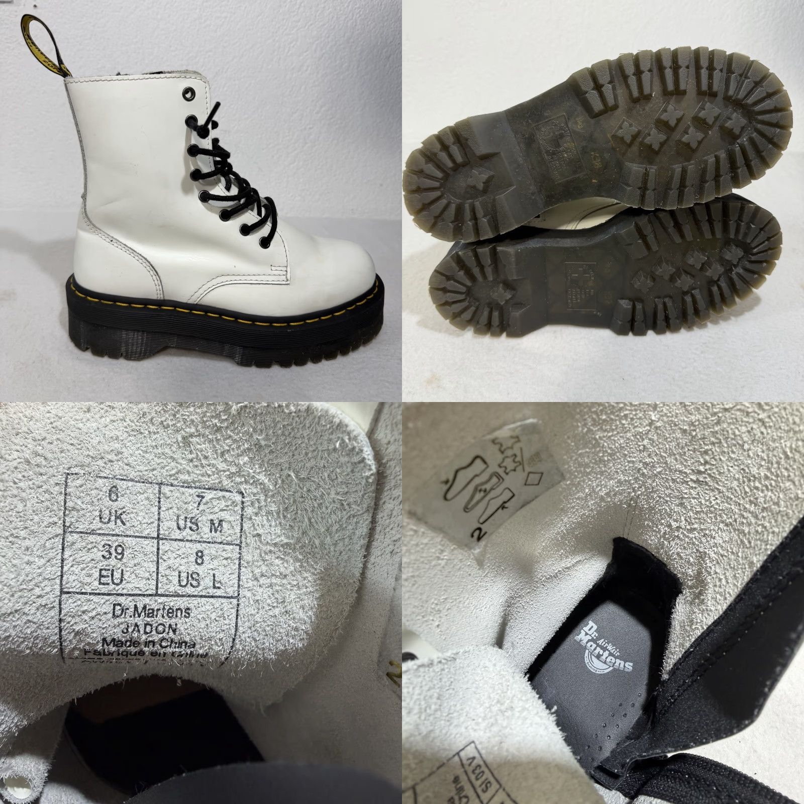 Dr. Martens Dr. Martens Jadon White Platform 8 Eye Boots US 8 M / UK 6 / EU 41 Womens Stain Size US 6 / IT 36 - 8 Thumbnail