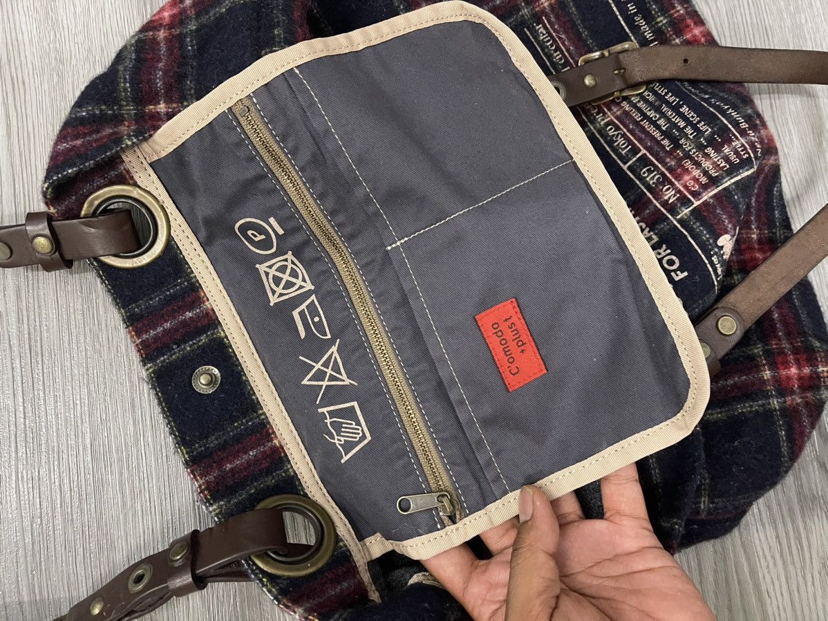 Japanese Brand × Vintage C’omodo +plus t japan wool plaid leather handle strap tote Size ONE SIZE - 6 Thumbnail