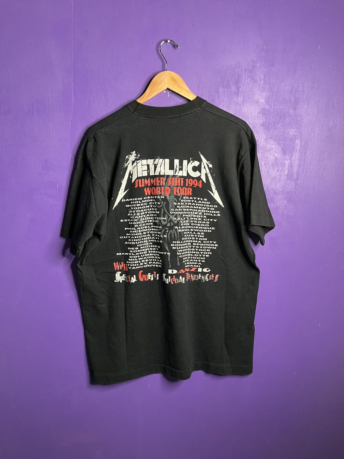 Band Tees × Vintage Vintage 1994 Metallica binge n purge world tour t-shirt Size US XL / EU 56 / 4 - 2 Thumbnail
