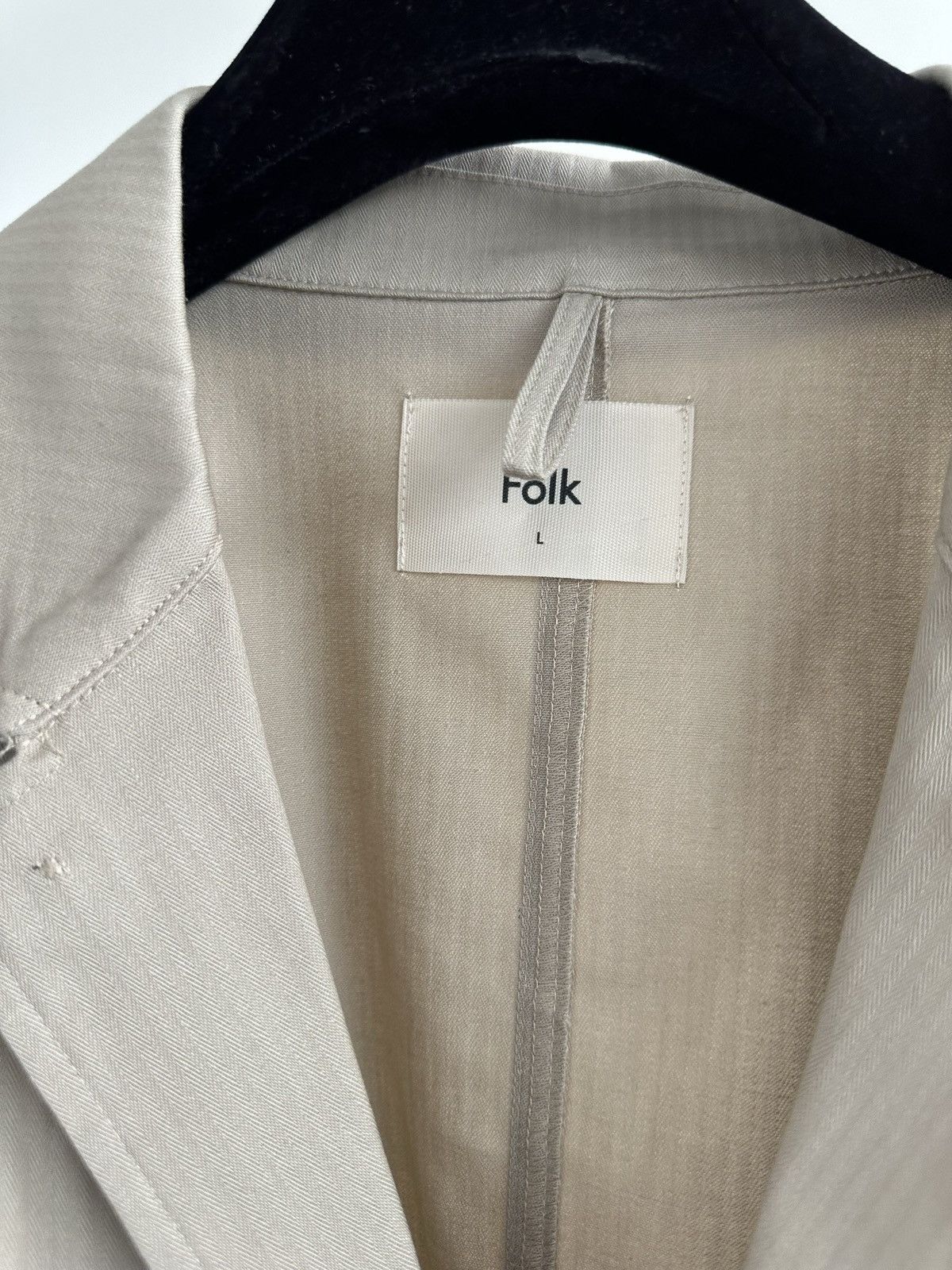 Folk Folk Mens Beige Herringbone Workwear Blazer Jacket Size US M / EU 48-50 / 2 - 4 Thumbnail