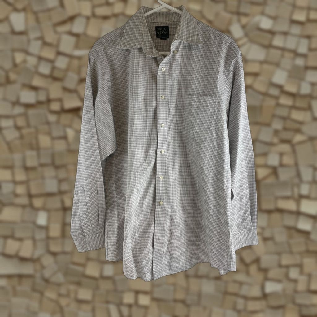 Jos. A. Bank VINTAGE Jos. A. Bank Shirt Men's 16.5-35 White Purple Green Check Button Up Long Sleeve Size US L / EU 52-54 / 3 - 1 Thumbnail