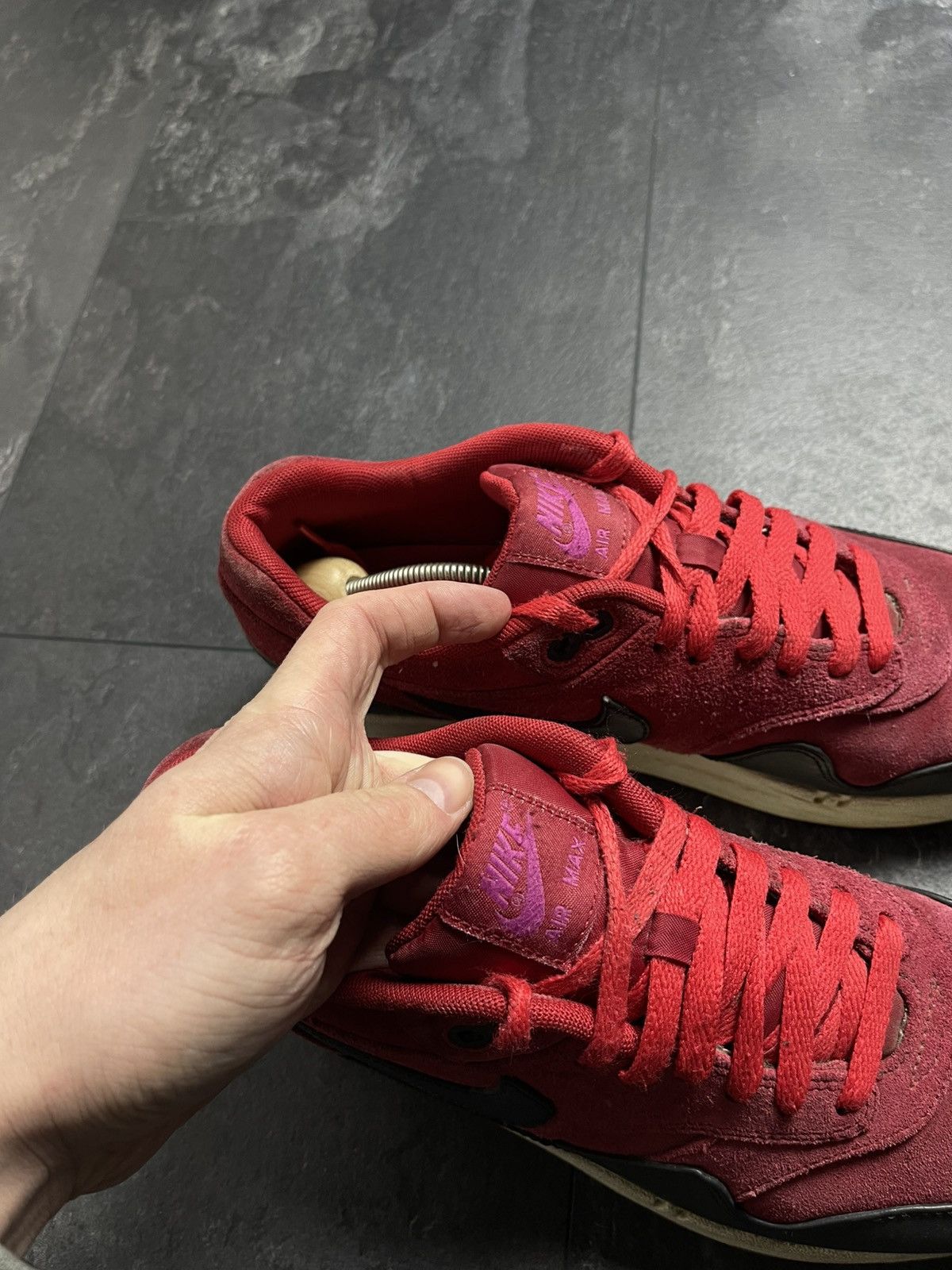 Streetwear Nike Air Max 1 Premium Gym Red Anthracite Size US 8.5 / EU 41-42 - 4 Thumbnail