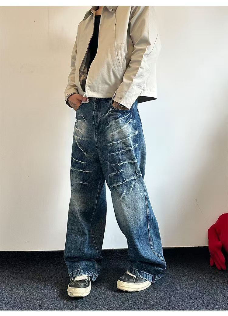Japanese Brand × Jean Blue street washed vintage distressed straight jeans y2k Size US 32 / EU 48 - 3 Thumbnail