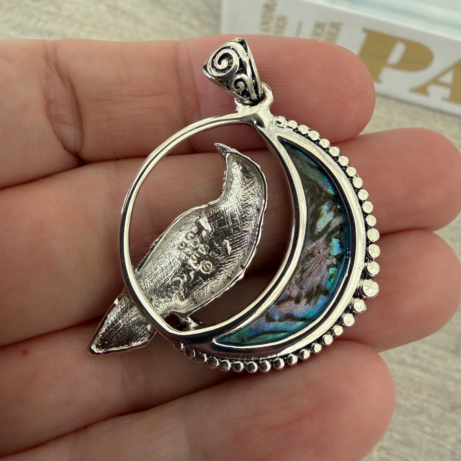 Other Raven in Crescent Moon Pendant 925 Sterling Silver Size ONE SIZE - 6 Thumbnail