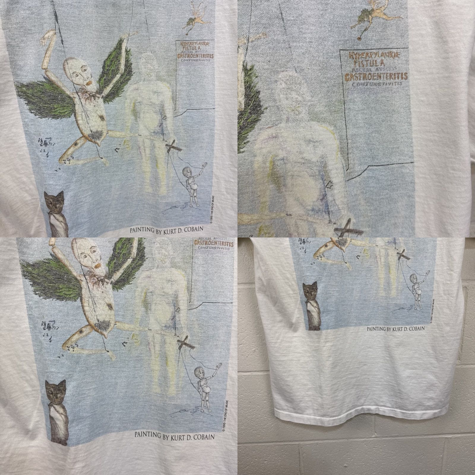 Vintage VINTAGE Nirvana T Shirt Giant by Tultex 1990s Memorial Kurt Cobain Graphic Print White Large Mens Short Sleeve Crew Neck 90s Rock Mem... Size US L / EU 52-54 / 3 - 11 Thumbnail