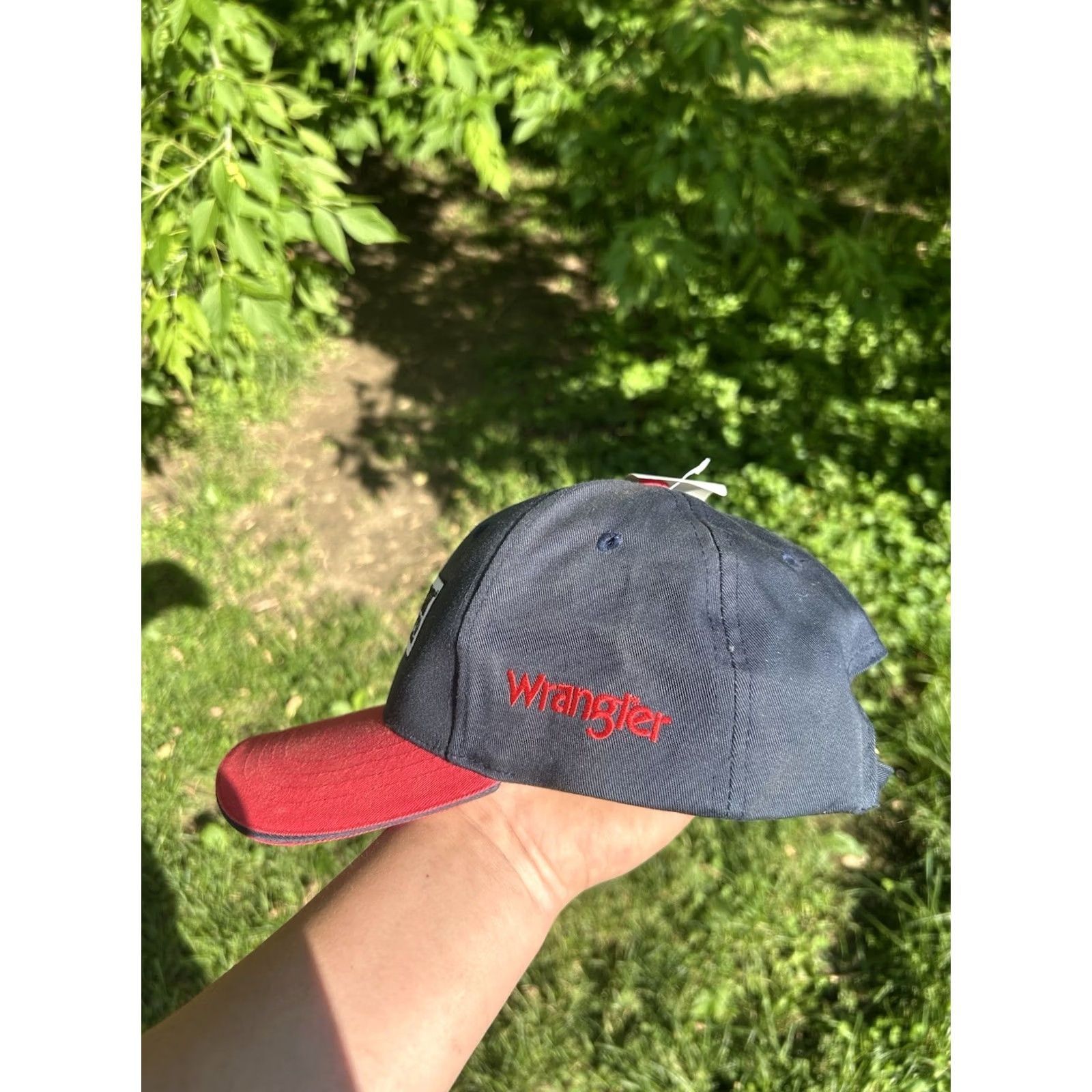 Wrangler VINTAGE? No. Wrangler Cotton Blue Red Farm Strapback Hat Cap Men Adjustable Baseball Cap NWT NEW Tractor Supply Co Size ONE SIZE - 3 Thumbnail