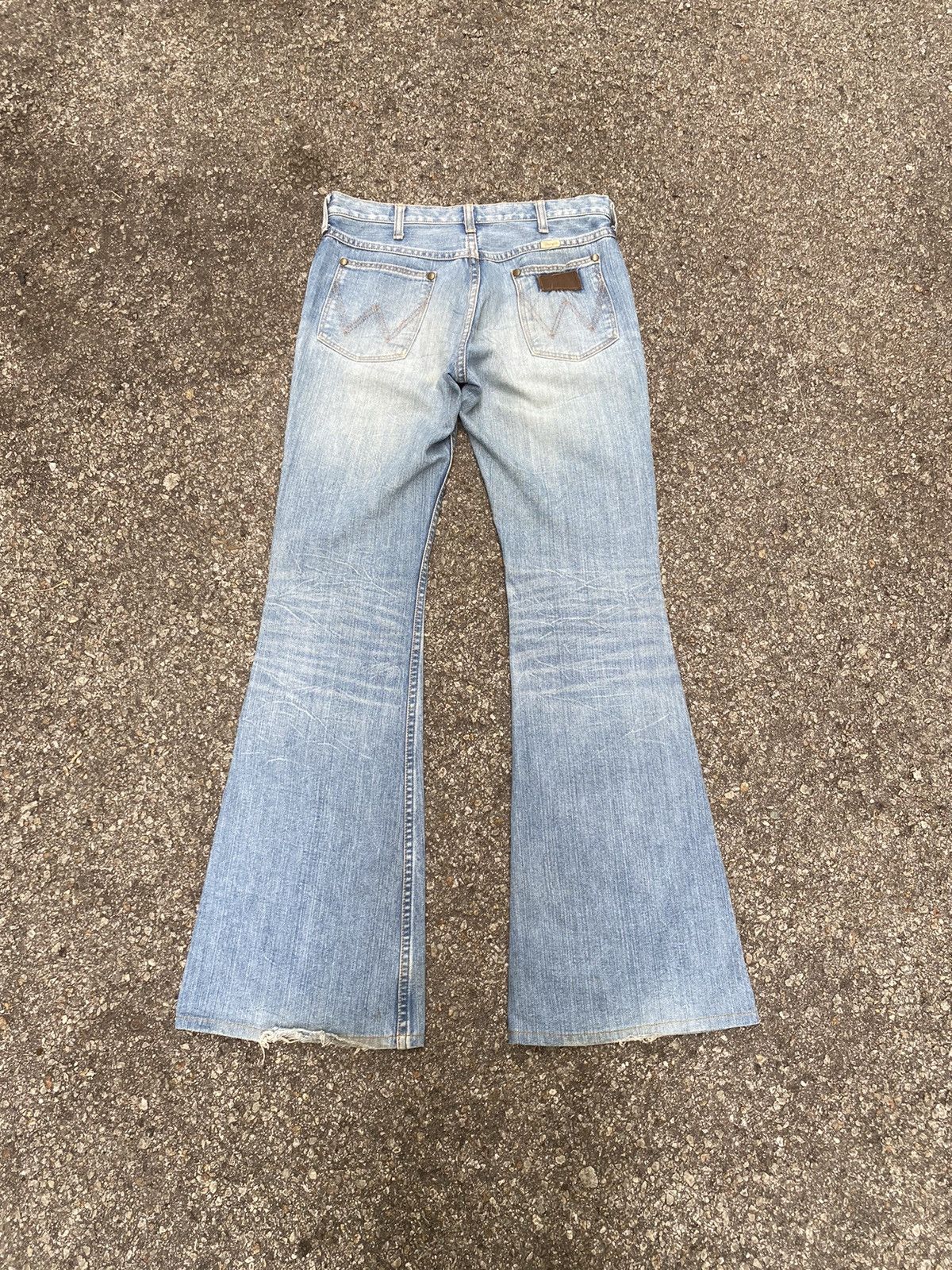 Japanese Brand Flare Jeans Wrangler Blue Washed Low Rise Bootcut Denim Size US 29 - 10 Thumbnail