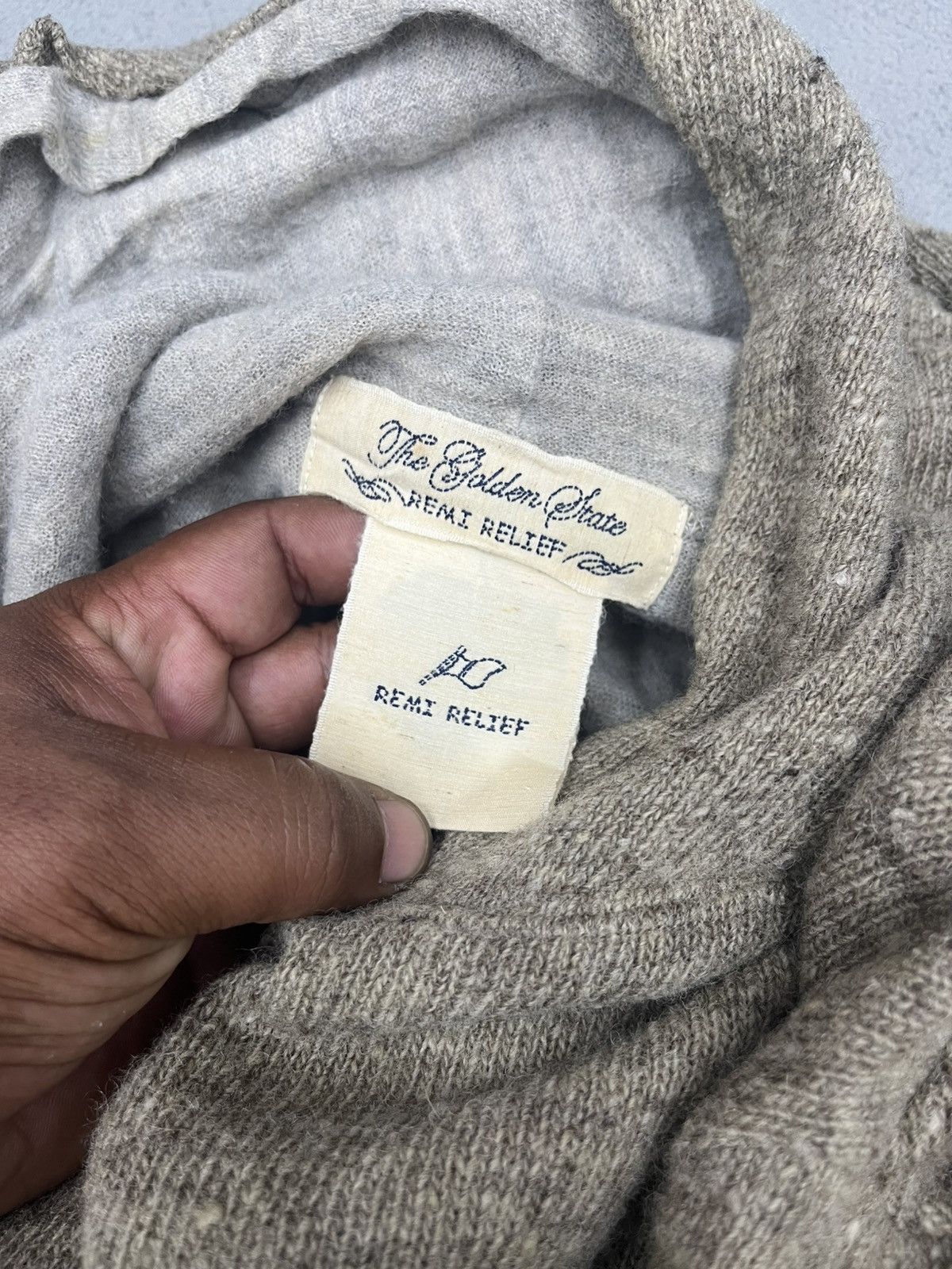 Japanese Brand × Remi Relief × Vintage ARCHIVE🔥REMI RELIEF WOOL KNIT DOUBLE LAYER HOODIE Size US M / EU 48-50 / 2 - 9 Thumbnail