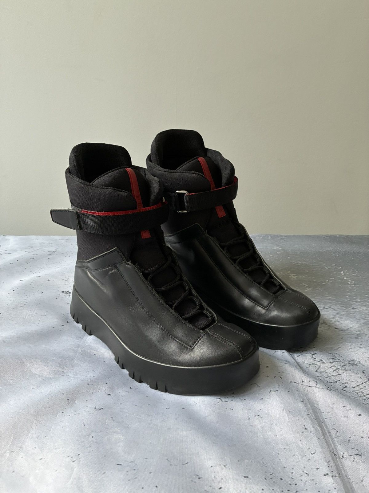 Prada Prada Combat Ankle Strap Leather Boots Size US 9.5 / IT 39.5 - 1 Thumbnail