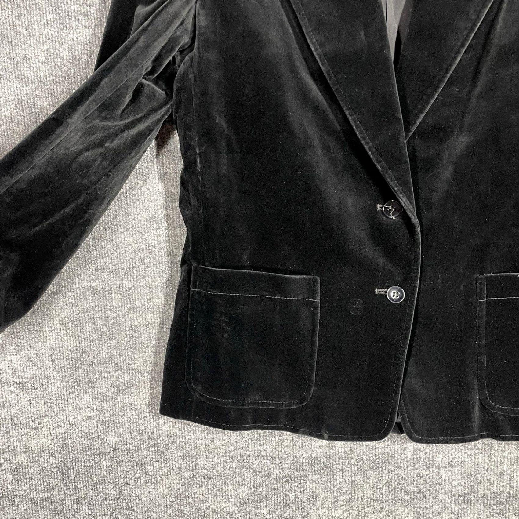 Vintage VINTAGE Blazer Jacket Women 12 Black Cotton Velour Velvet Blazer Size XL / US 12-14 / IT 48-50 - 4 Thumbnail
