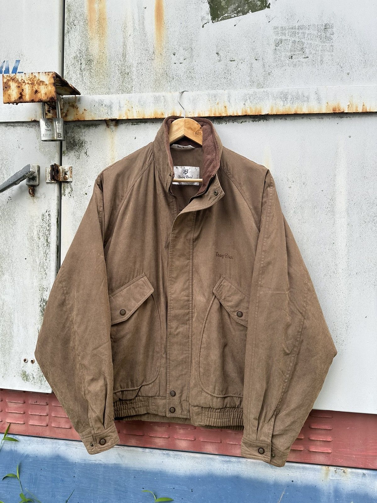 Japanese Brand 🪖VINTAGE TROY BROS BROWN SEUDE OVERSIZED BOMBER JACKET Size US XL / EU 56 / 4 - 1 Thumbnail
