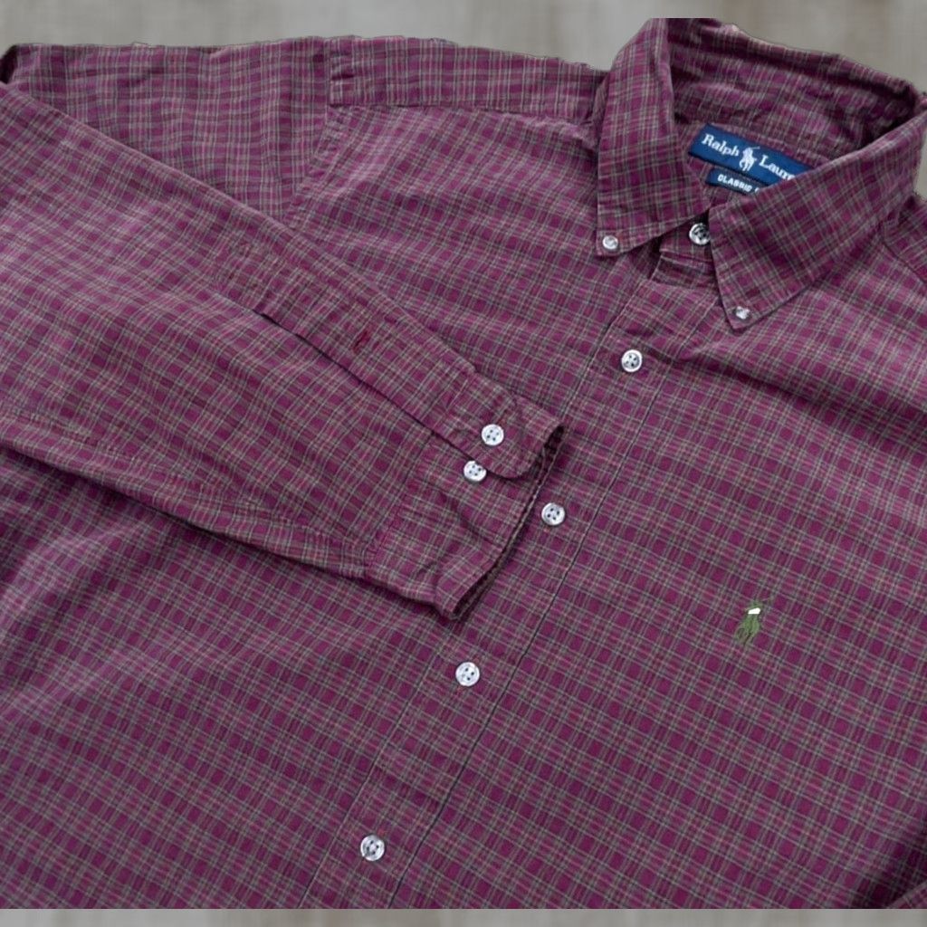 Ralph Lauren Ralph Lauren Button-Up Shirt Men Large Plaid Red Cotton Classic Fit 2XL Size 48R - 1 Thumbnail