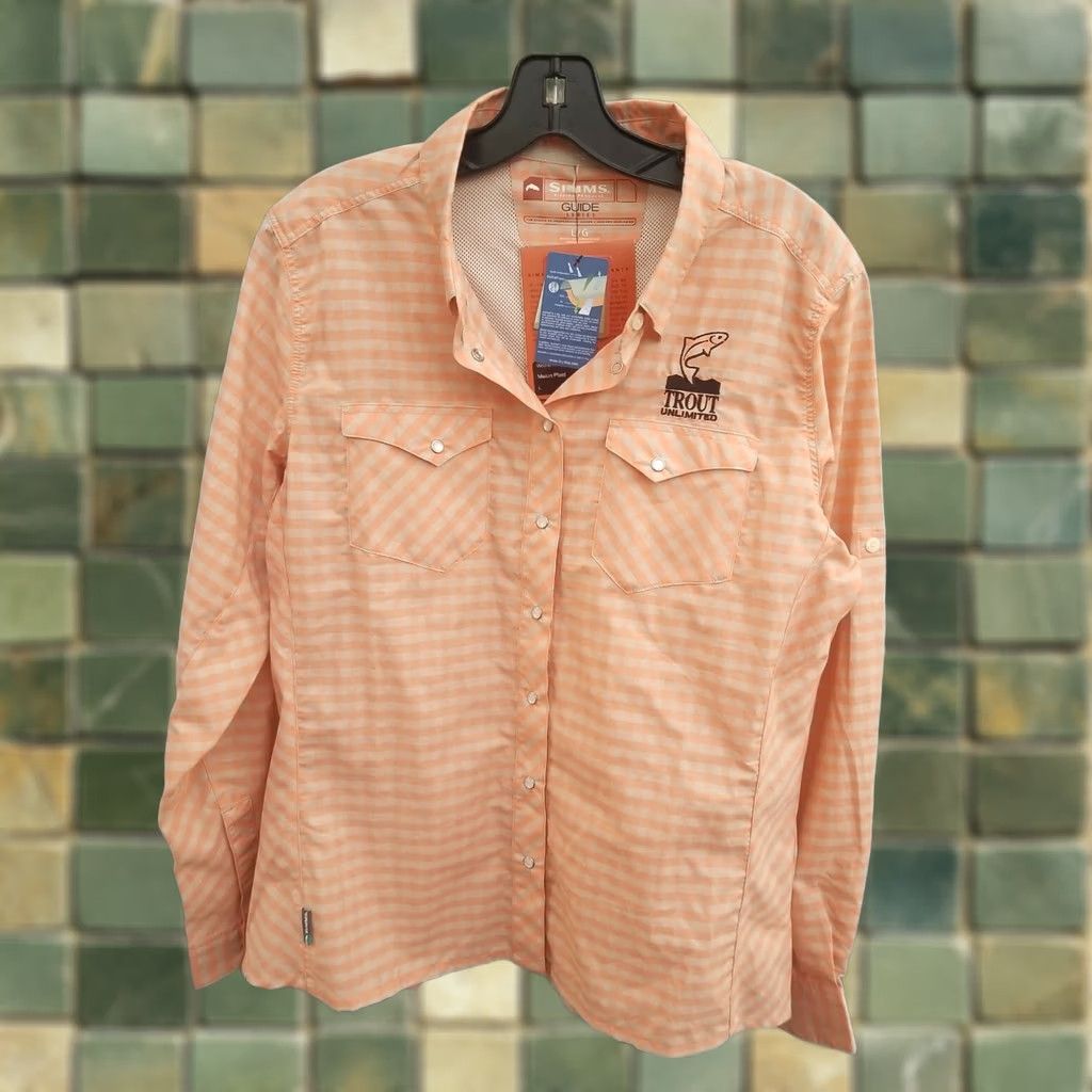 Vintage SIMMS Fishing Shirt Womens L Big Sky Plaid Melon Long Sleeve Button-Up, Water Resistant, UPF 20+, Pockets, Casual Wear Size L / US 10 / IT 46 - 1 Thumbnail
