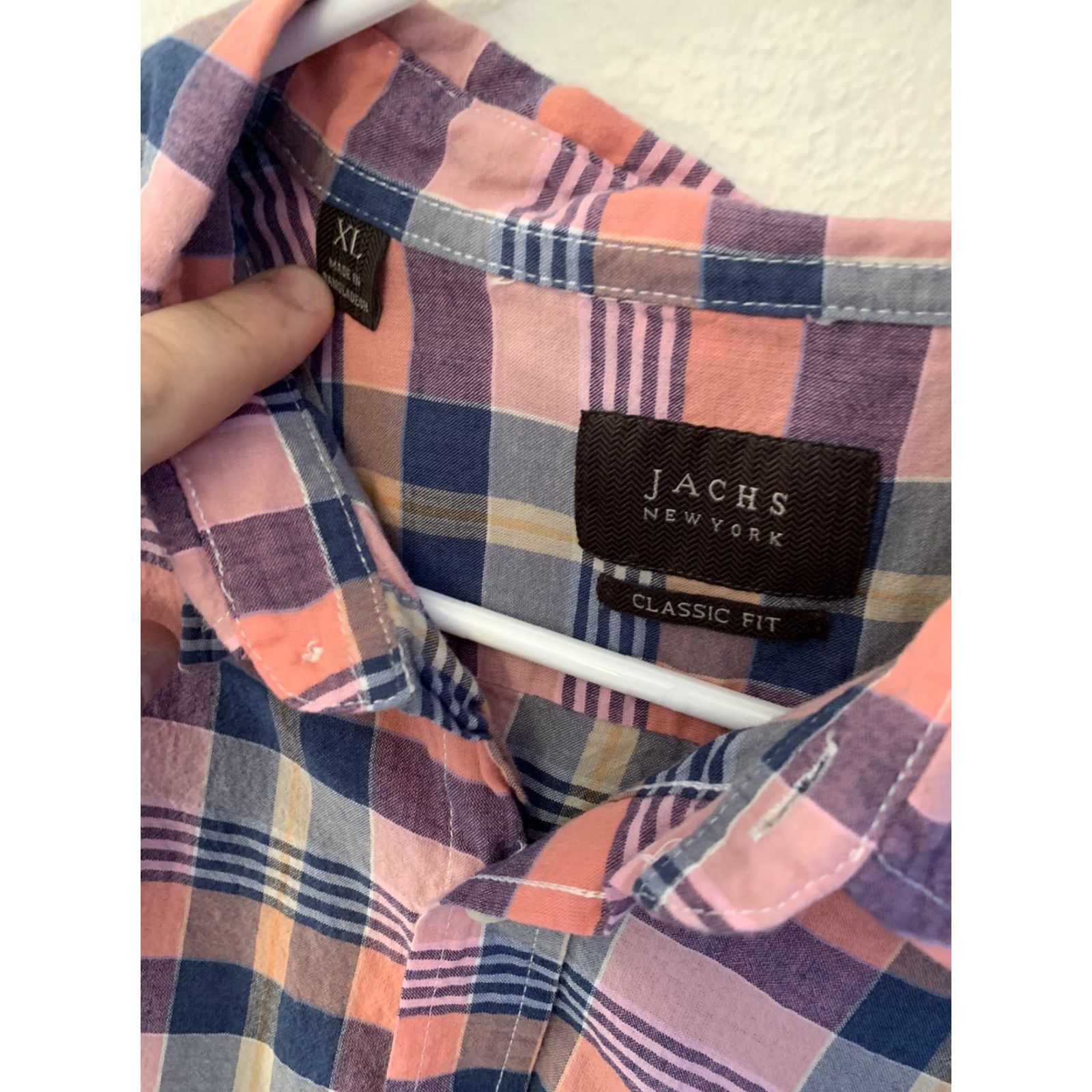 Pinko JACHS New York Men’s Plaid Shirt XL Button-Down Classic Fit Pink Plaid Shirt Button-Up Mens XLarge Cotton Blend Regular Long Sleeve Collared N/A Size US XL / EU 56 / 4 - 2 Thumbnail