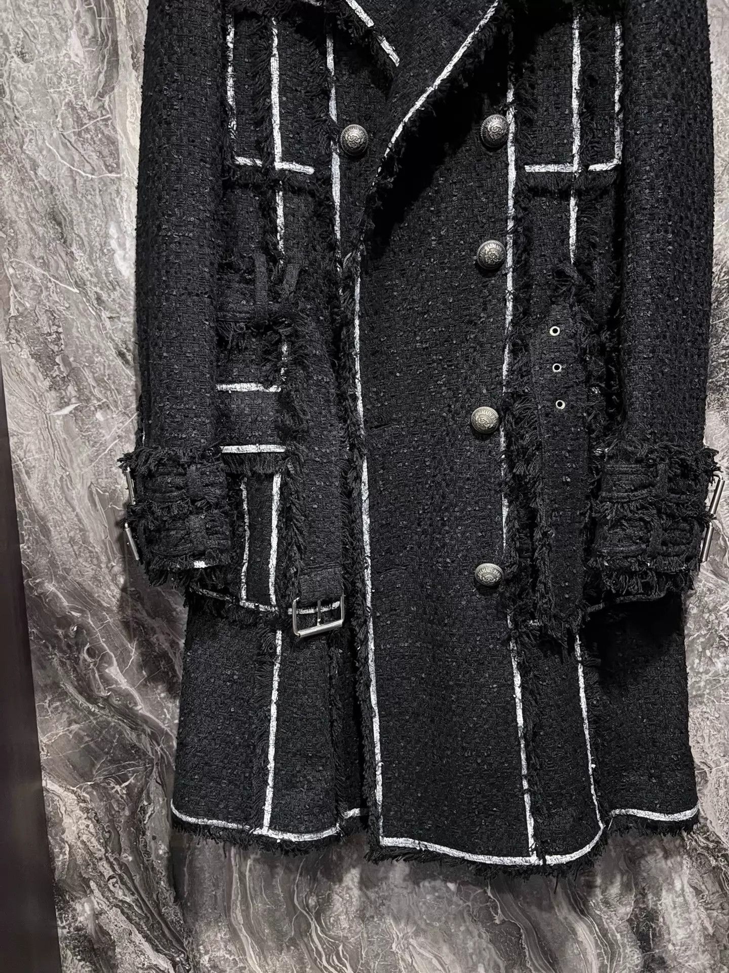 Balmain Balmain 19ss Runway Black & White Line Coat 50 New Size US M / EU 48-50 / 2 - 4 Thumbnail