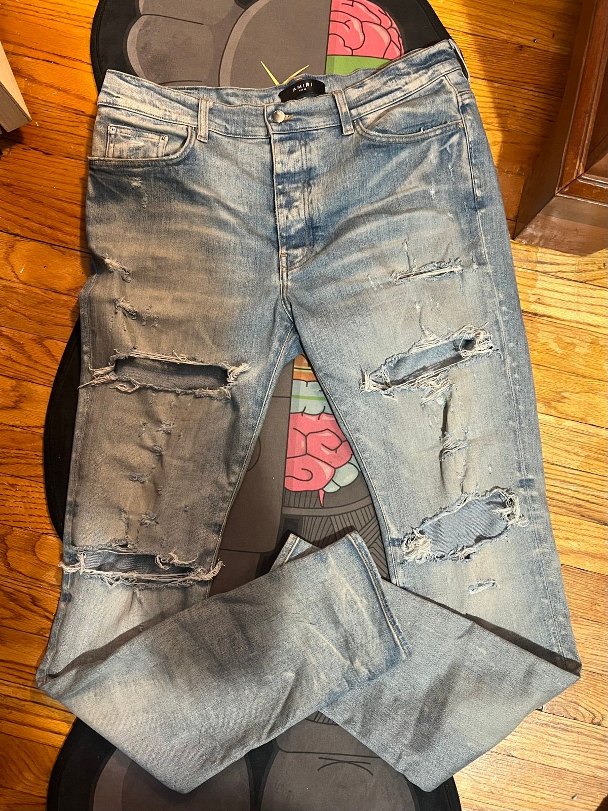 Pre-owned Amiri Blue Thrasher Jeans