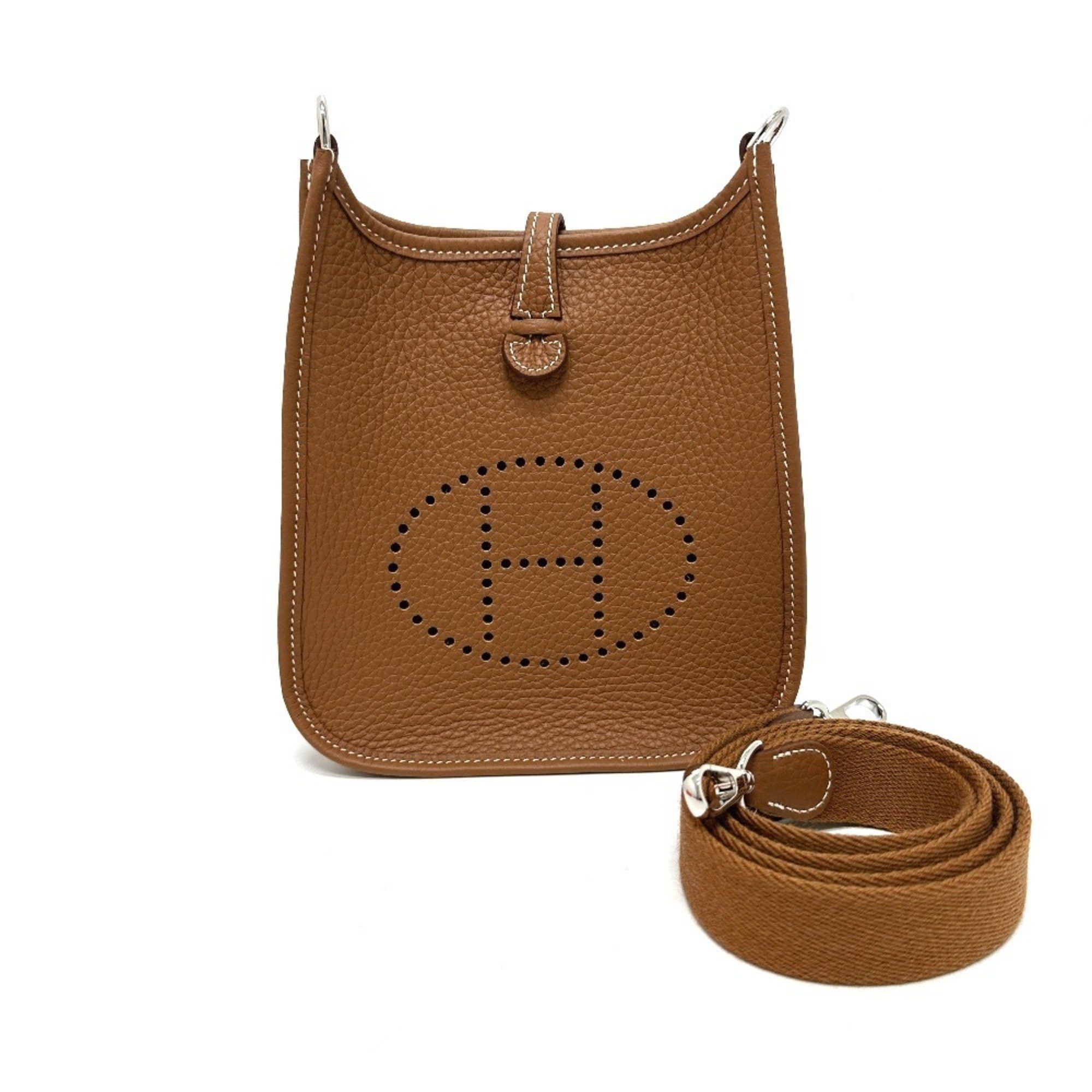 Hermes Evelyn Tpm Crossbody Bag Pochette Shoulder Taurillon Clemence Women's Gold