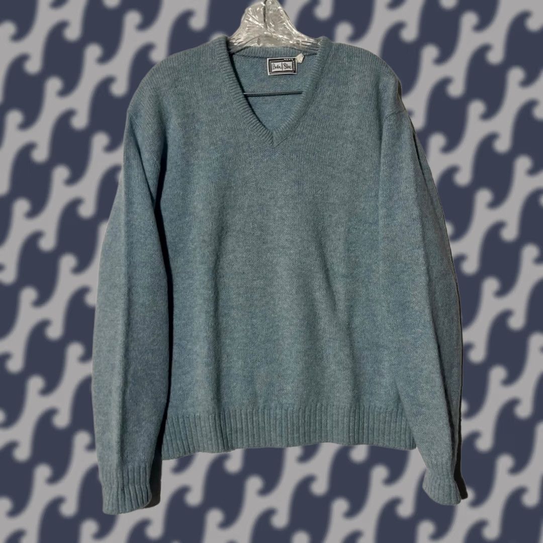 Vintage Vintage Boston Store 90s V-Neck Blue Pullover Wool Sweater Top Mens Large Size US L / EU 52-54 / 3 - 1 Thumbnail