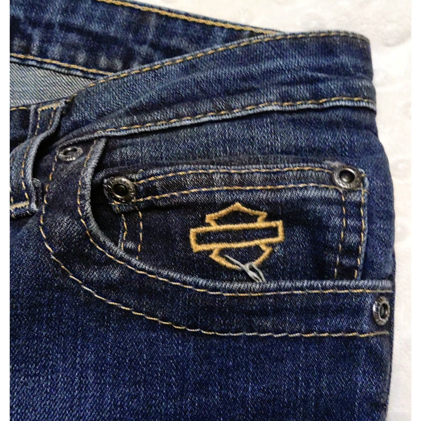 Harley Davidson VINTAGE Harley-Davidson Jeans Boots Cut Embellished Mid-Rise 34x32 Dark Blue Women’s 12 Pant Country USA Size 34" / US 12 / IT 48 - 7 Thumbnail