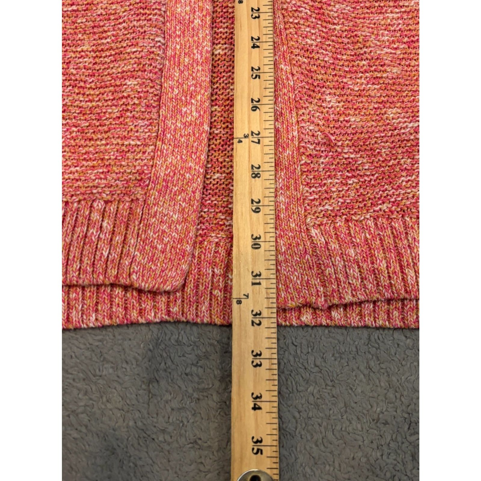 Vintage VINTAGE Lane Bryant Open Front Knit Cardigan Sweater Womens 26/28 Peach Orange L/S Size 4XL / US 24-26 - 4 Thumbnail