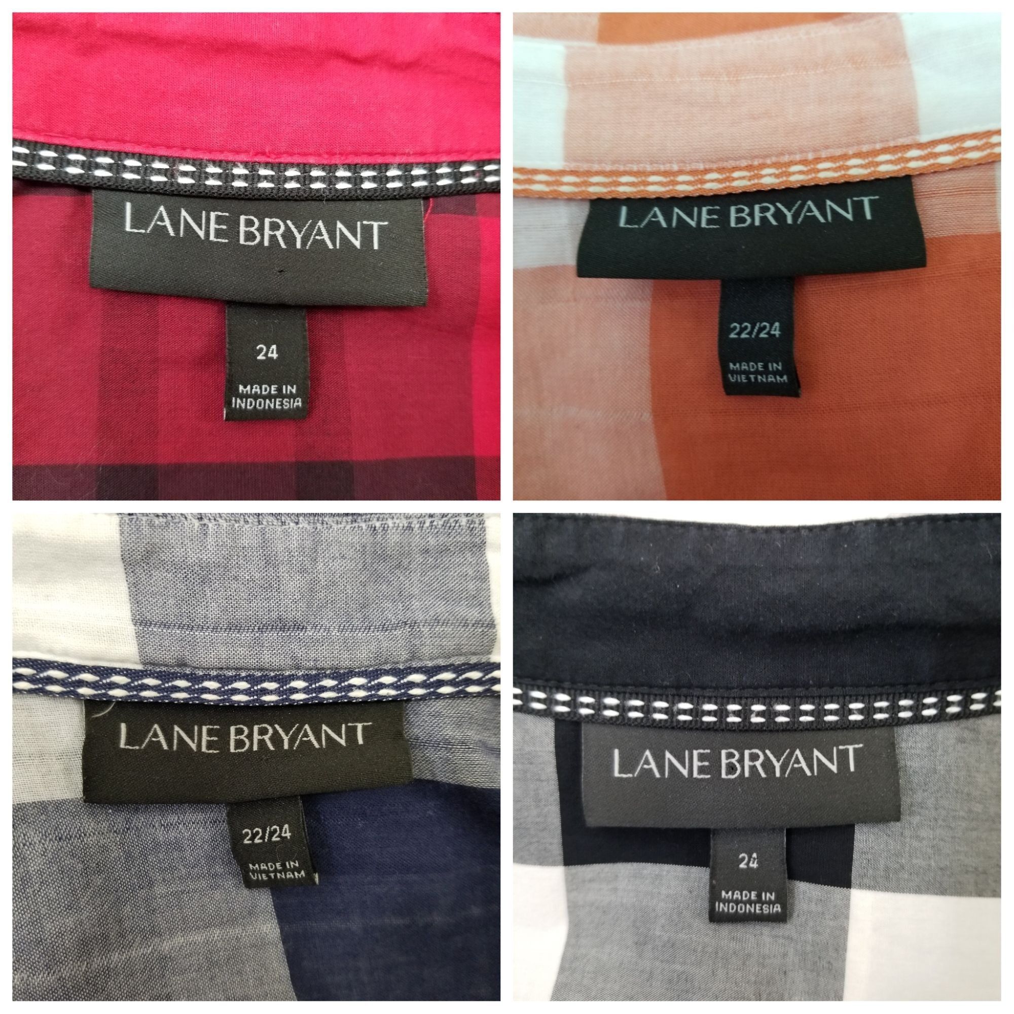 Other Lane Bryant 22 24 Plaid Check Blouse Lot Red Blue Black Pink Size 4XL / US 24-26 - 2 Thumbnail