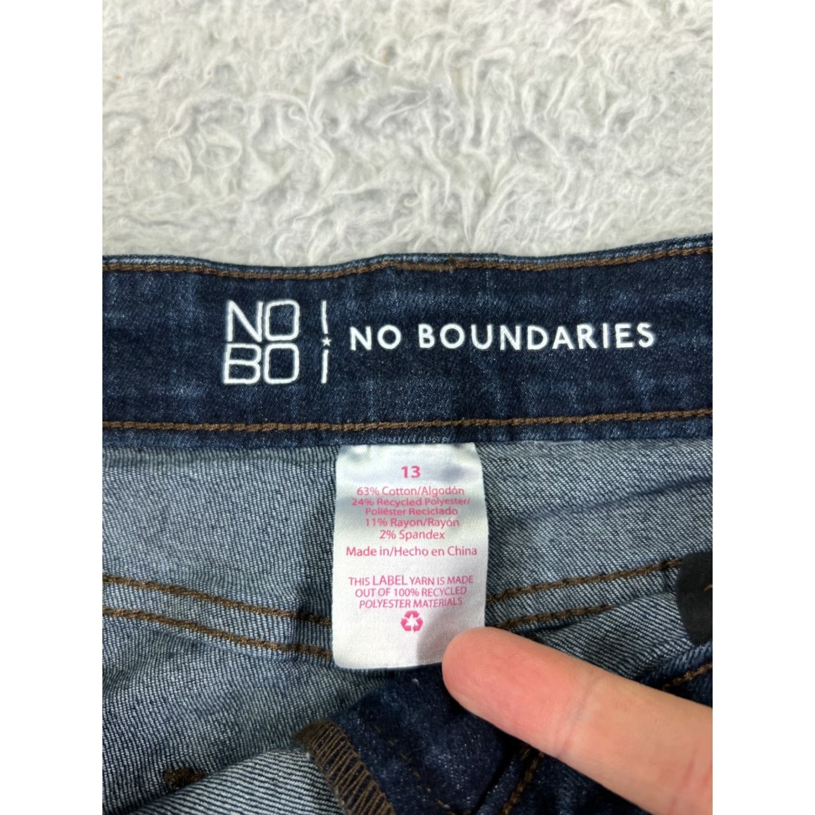 Vintage No Boundaries Jeans Womens 13 Blue Denim Skinny High Rise Cotton Blend Regular 5-Pocket Distressed Comfortable Pockets Solid Classic USA 90s? Size 34" / US 12 / IT 48 - 6 Thumbnail